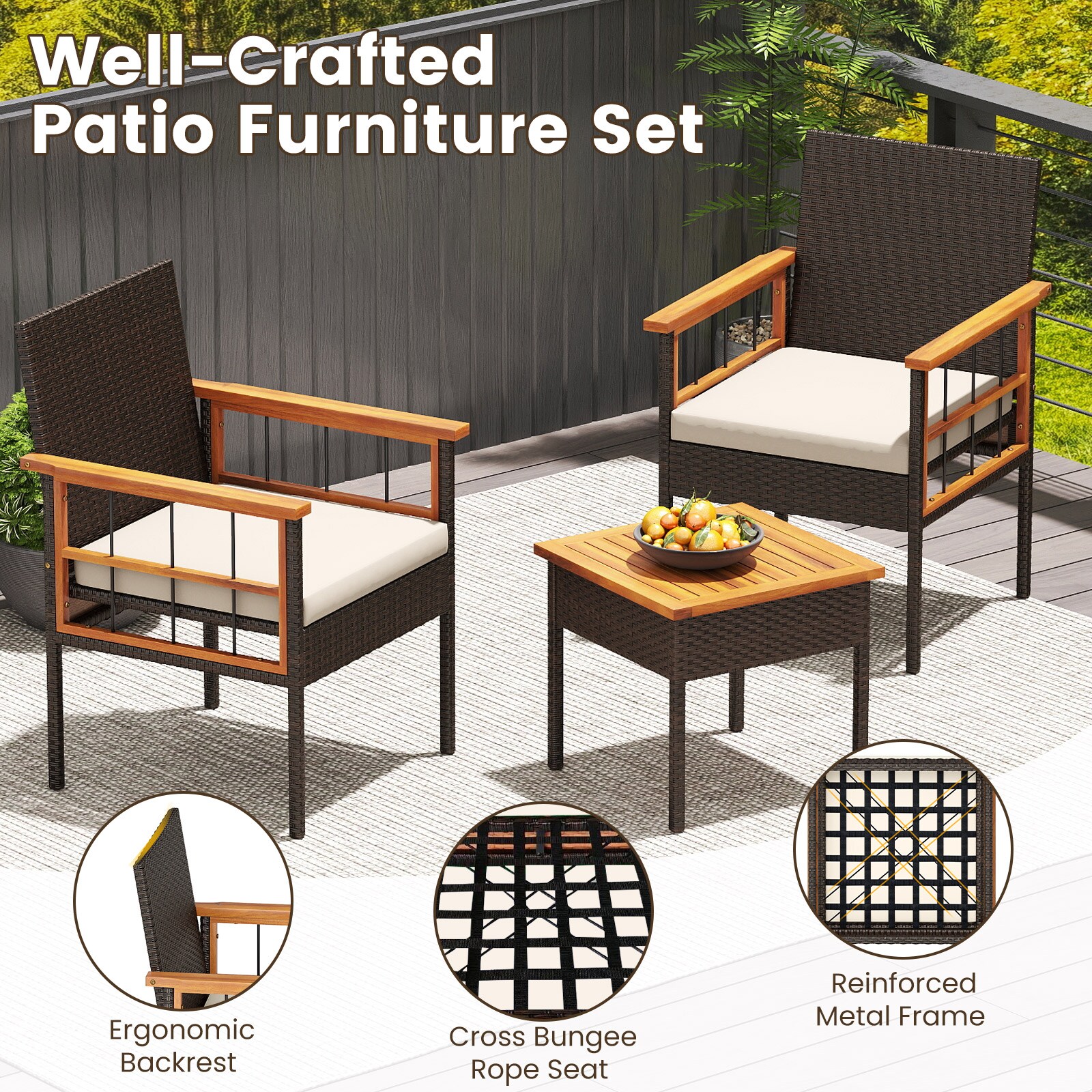 YERIVA P74901WHDH Patio-Conversation-Sets - View #7