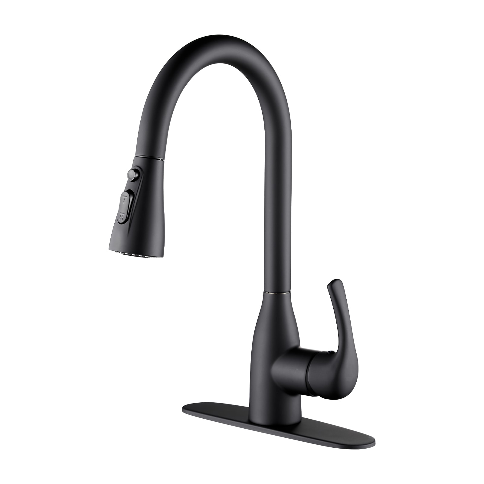 Cobbe LSKFC0103MB Black Single Handle Deck-mount Kitchen Faucet with Sprayer ( Deck Plate Included )