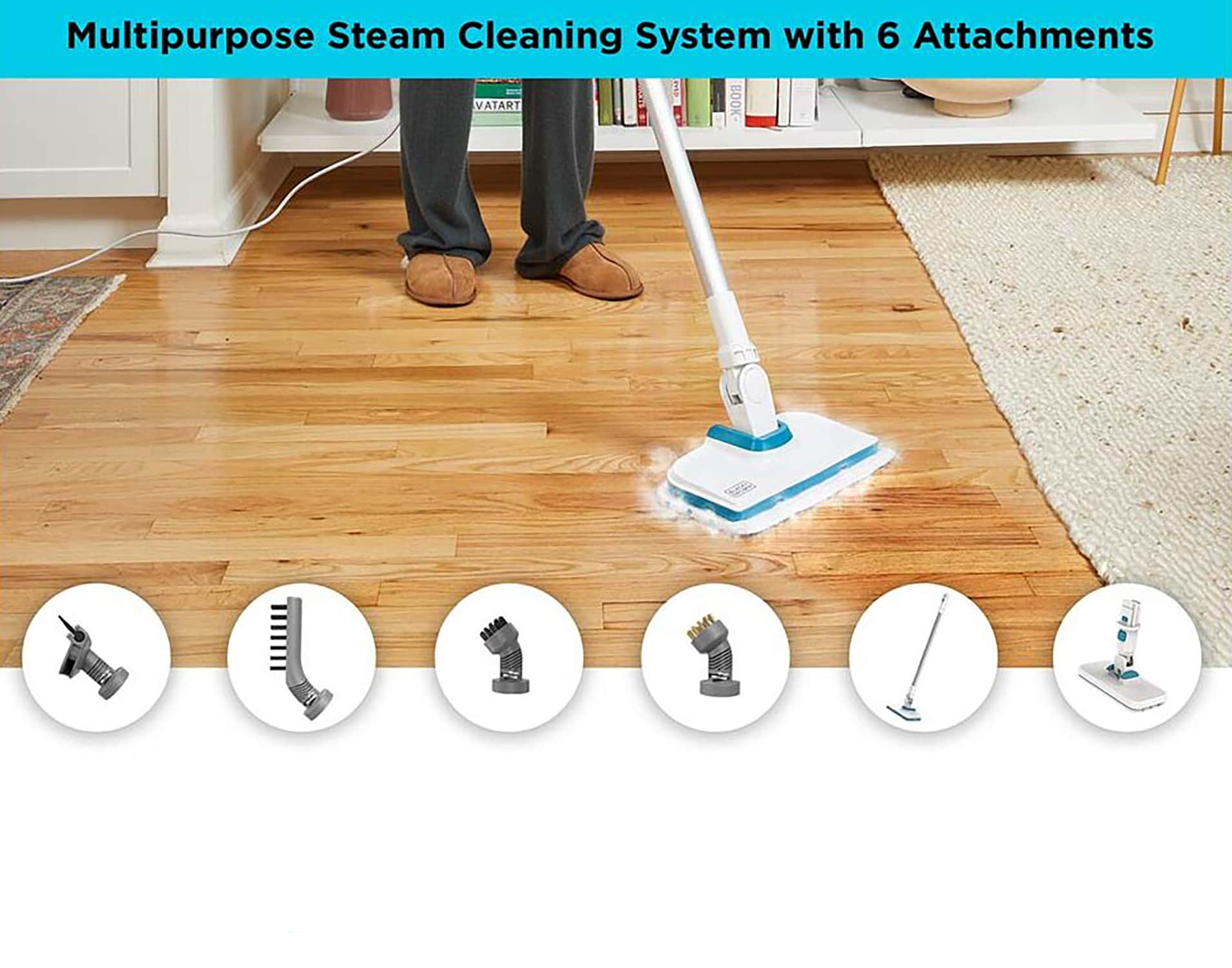 Black+decker Steam Mop Cleaning System with 6-Attachments BHSM15FX08