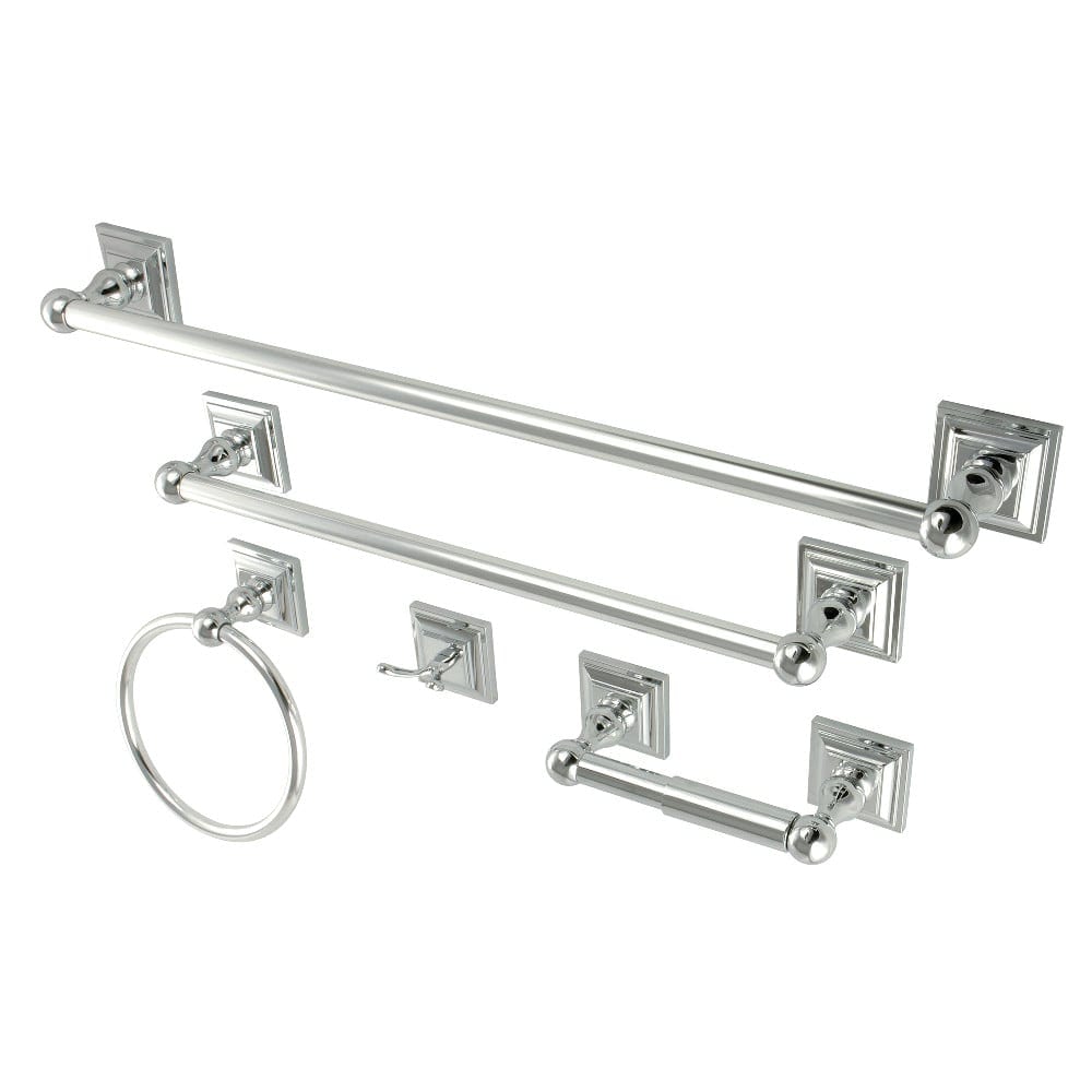 Kingston Brass  BAHK3212478 Serano 5 Piece Bathroom Package with (1) 18 Inch and (1) 24 Inch Towel Bar Robe Hook Towel Ring Toilet Paper Holder