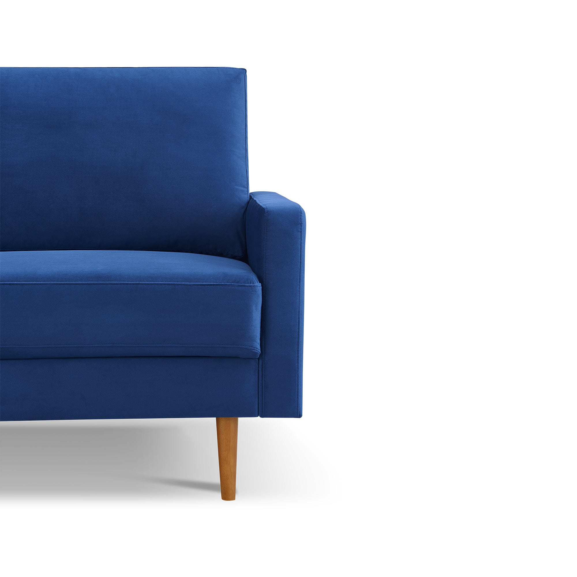 69 Inch Blue Velvet Sofa with Removable Cushions and Wood Legs