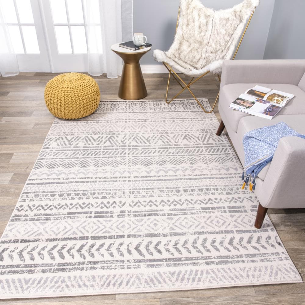 World Rug Gallery MON843GRAY6X9 Avalon 6 x 9 (ft) Loomed Polypropylene Gray Rectangular Indoor Geometric Bohemian/Eclectic Area rug