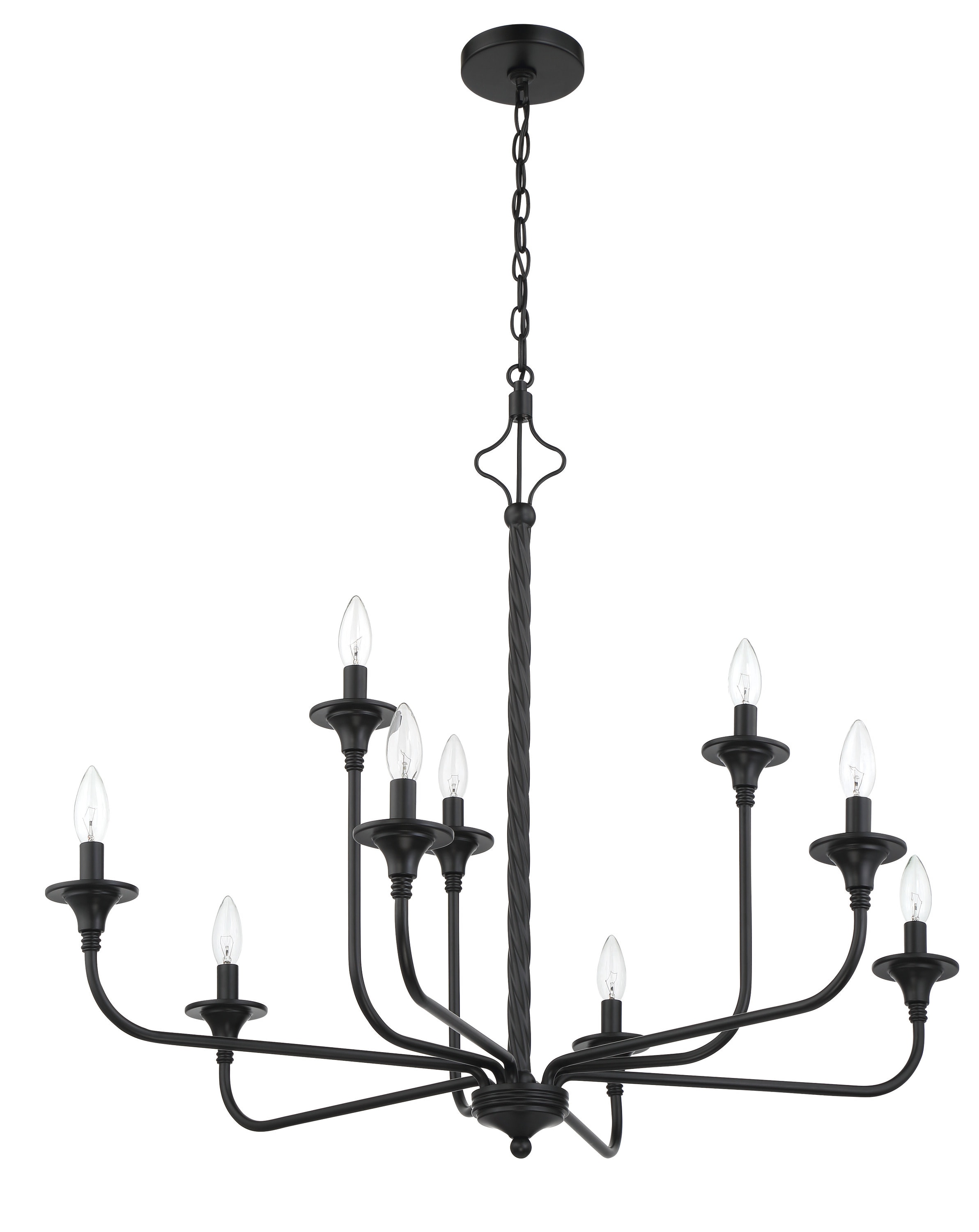 Flat Black 8-Light Candle Style Chandelier