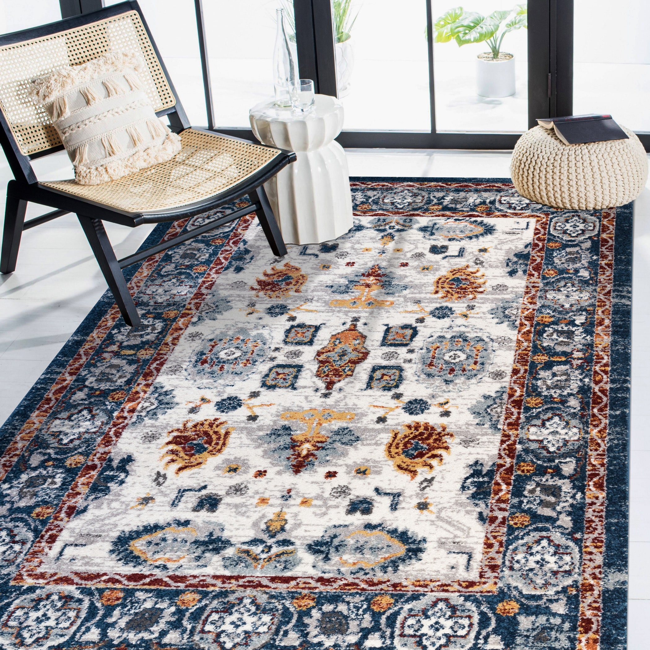 Amer Rugs ALX9026103 3 x 10 (ft) Polypropylene Multi Rectangular Indoor Floral/Botanical Vintage Runner rug