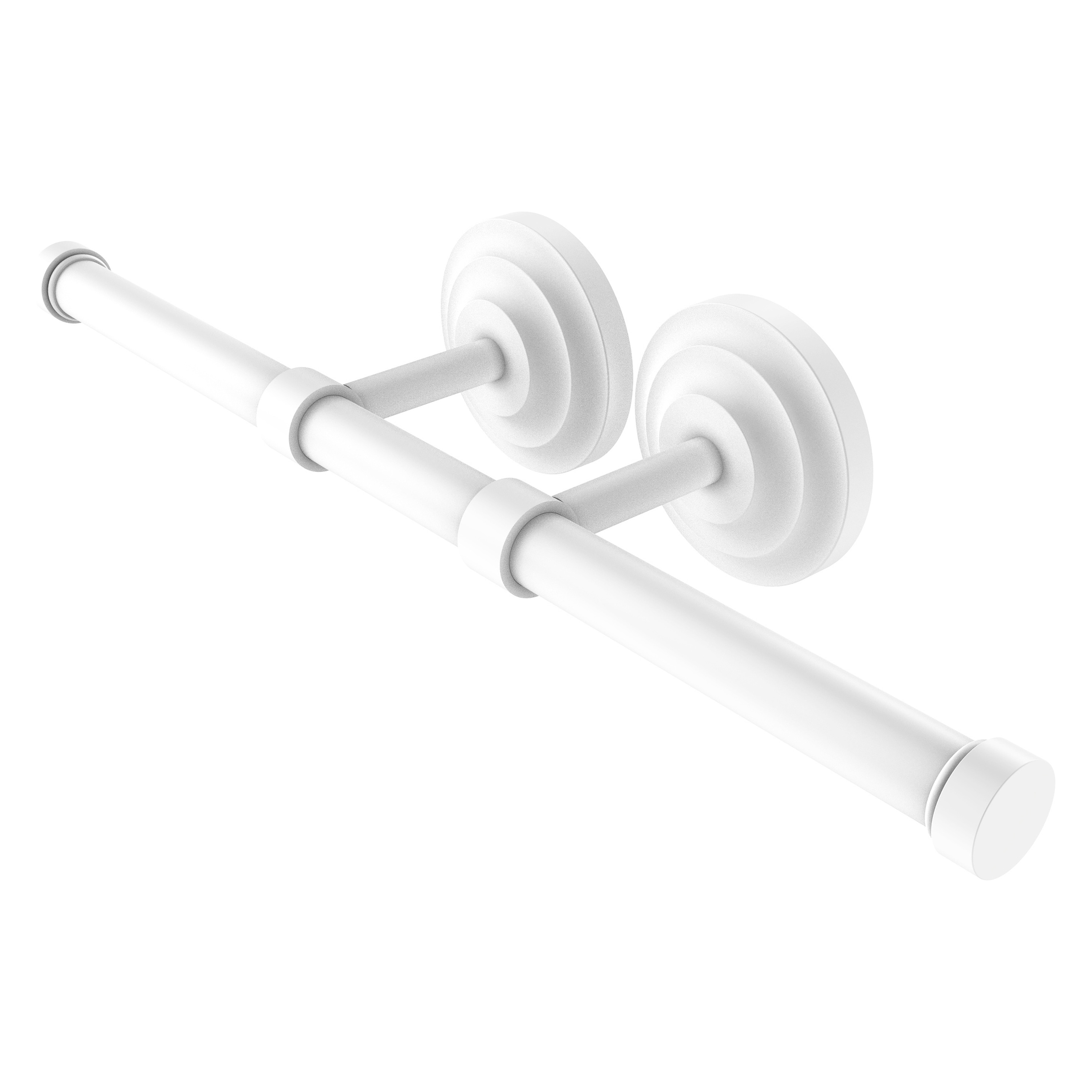 Allied Brass QN-24-2-WHM Que New Matte White Wall mount Double post Toilet Paper Holder 2 -Rolls with Storage