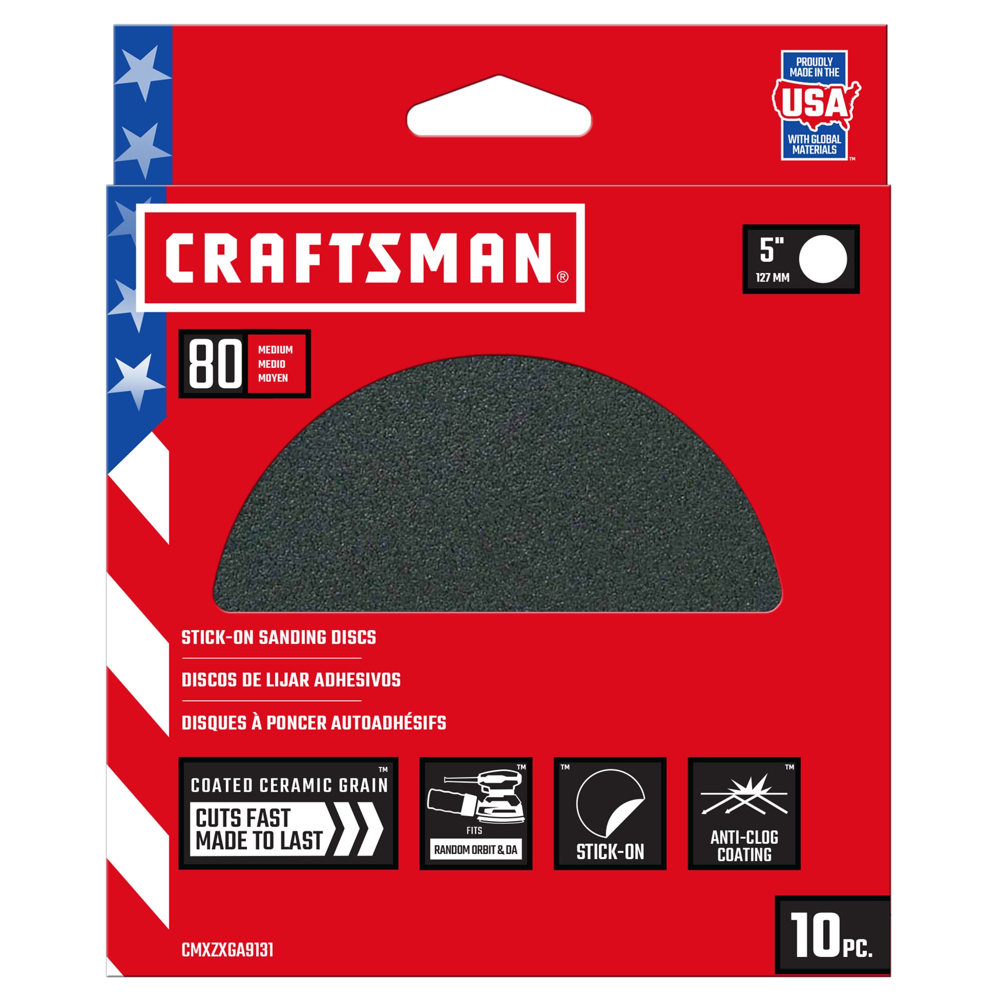 CRAFTSMAN 5 In PSA Cer Discs 80 Grit 10pk 10-Piece Ceramic Alumina 80-Grit  Disc Sandpaper in the Power Tool Sandpaper department at