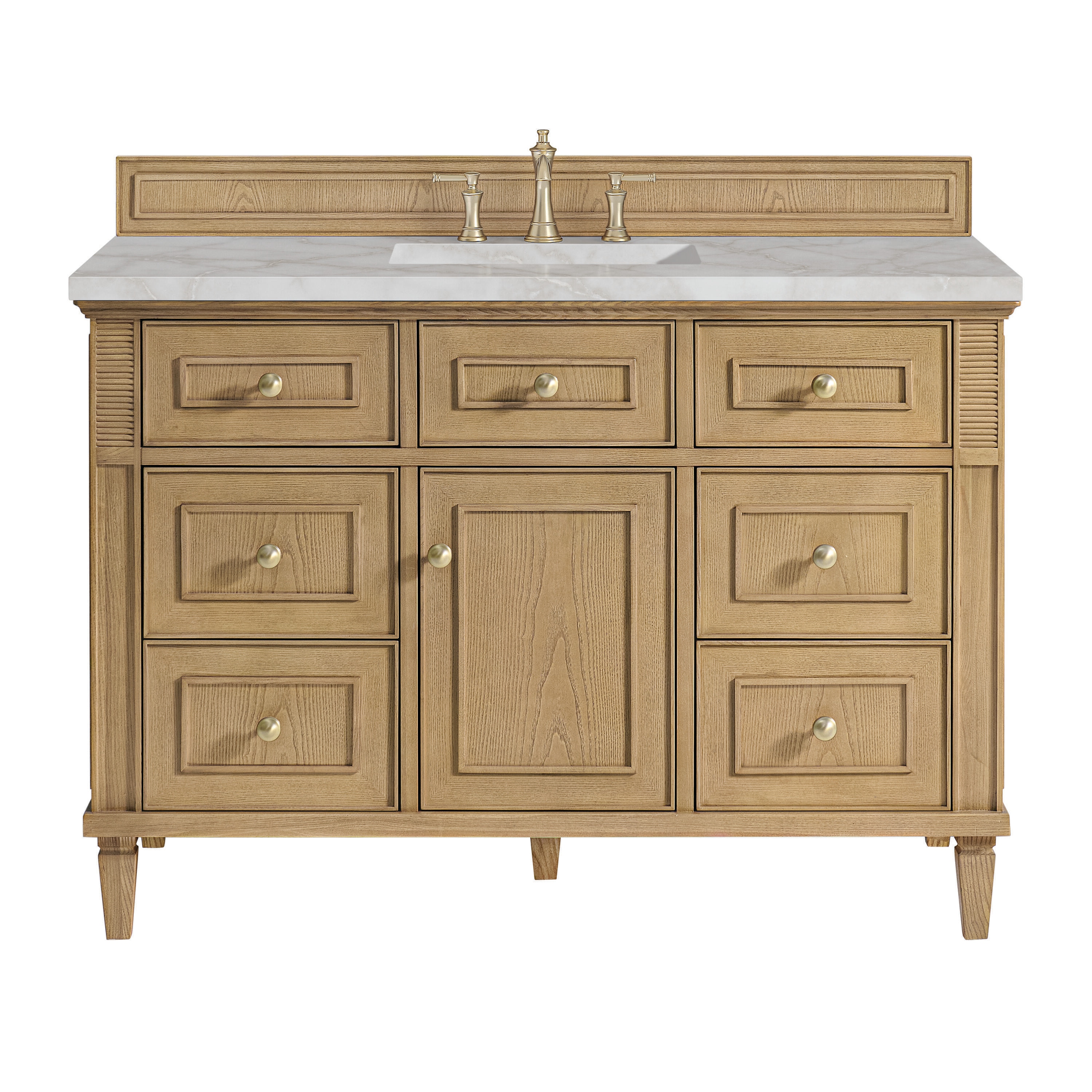 James Martin Vanities Lorelai 48-in Light Natural Oak Undermount Single Sink Bathroom Vanity with Victorian Silver Quartz Top in Brown