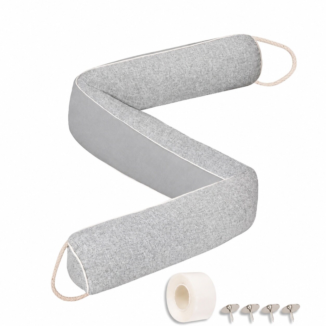 Anqtovp  Under Door Draft Stopper 38 Inch Heavy Triangle Block Cold Air Wind Noise Door Sweep Weather Stripping Bottom Seal Light Gray