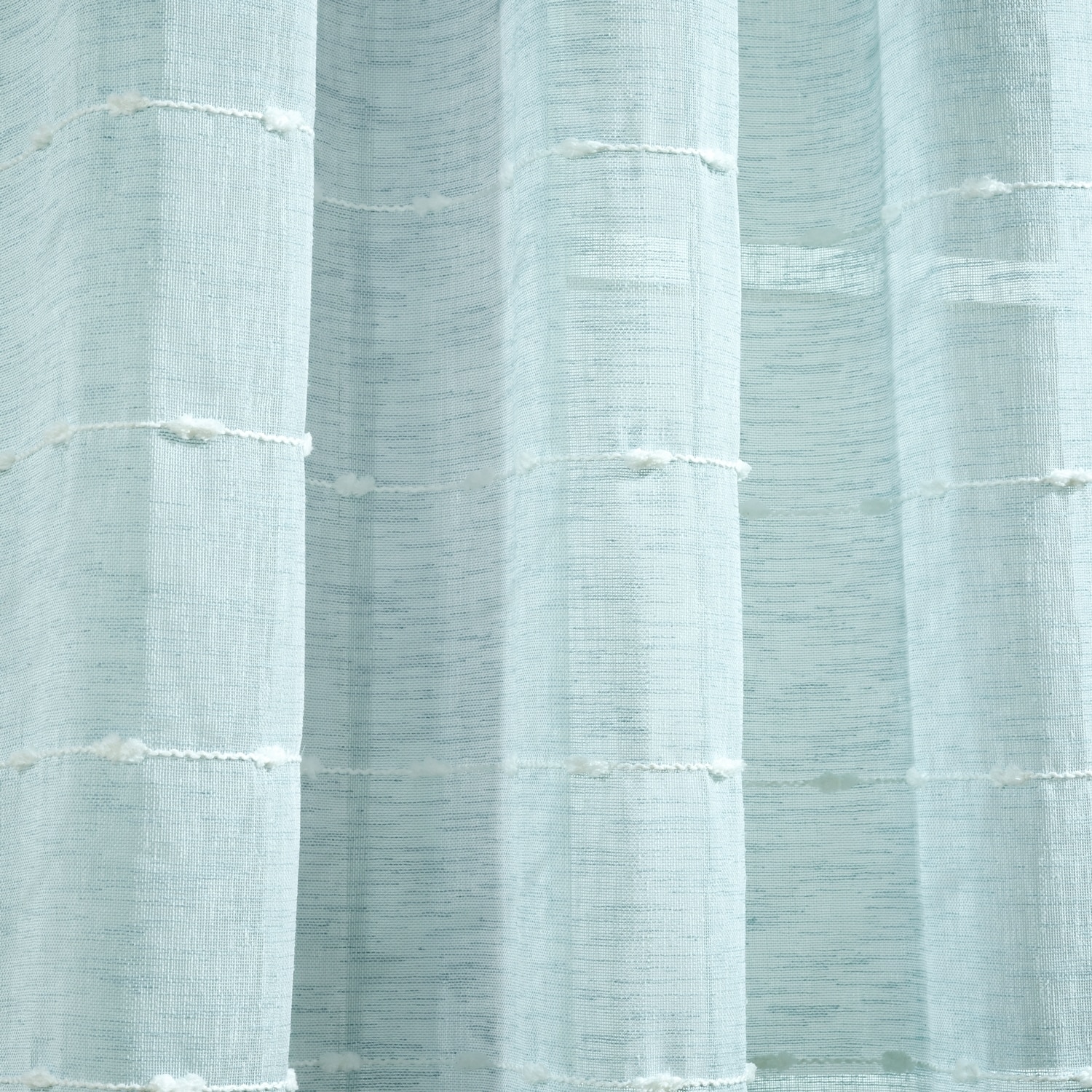 Blue Sheer Polyester Grommet Window Curtain Panels, Set of 2