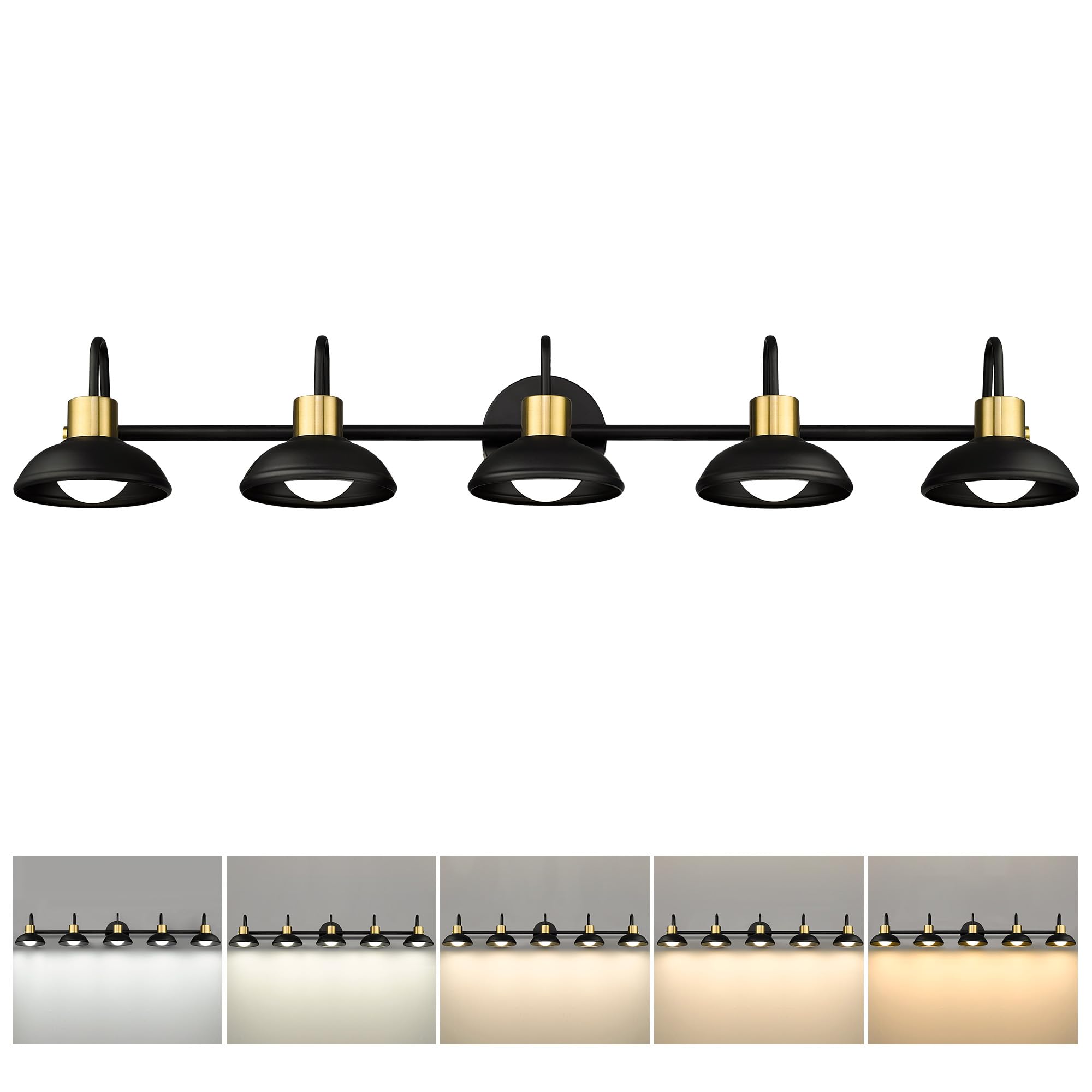 LTMATE LS5HJF88B5WLEDBK+BG JAZAVA 41-in 5 -Light Matte Black Integrated LED Industrial Vanity light