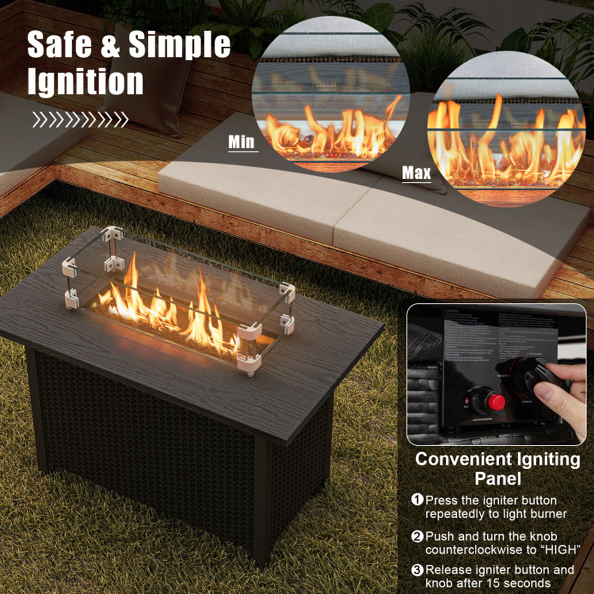 Clihome CL-NP12068DK Outdoor-Gas-Firepits - View #2