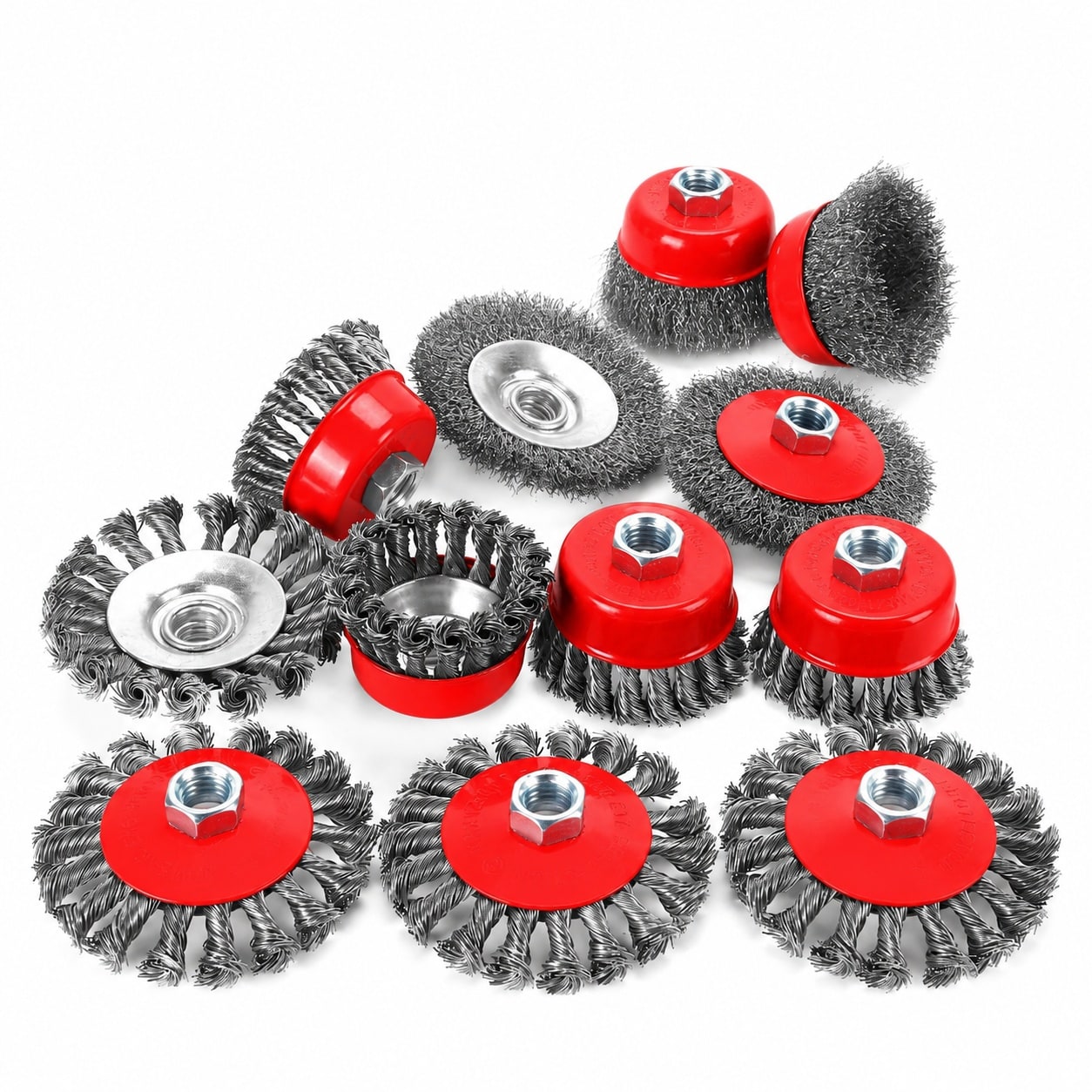 Etokfoks  12 Pack Wire Wheel and Cup Brush Set for Angle Grinder 4 1 2 4 Inch 3 Inch Carbon Steel Rust Removal