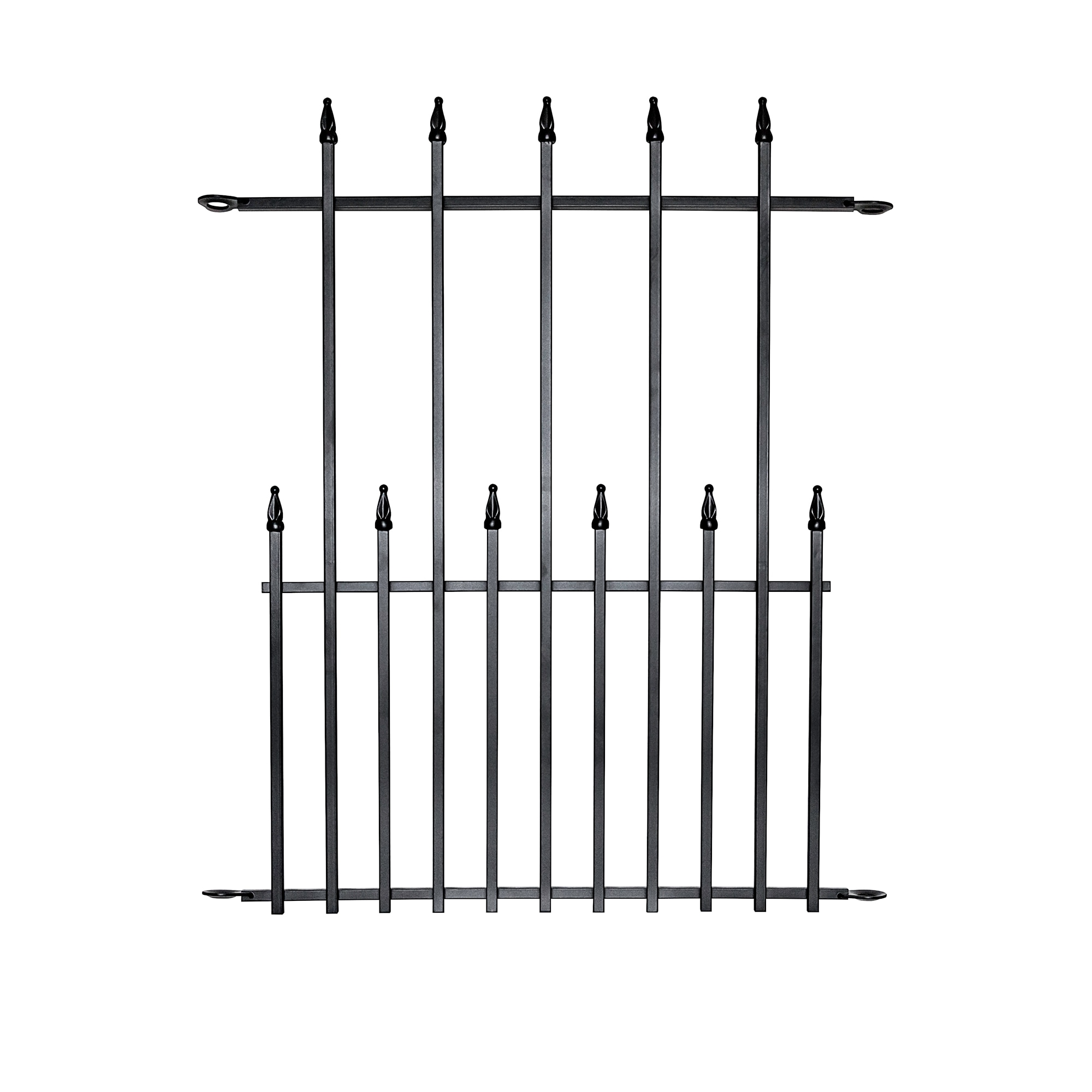 Nuvo Iron TEQF1 3-ft H x 2-ft W Textured black finish Galvanized steel No Dig Security Double picket Fence panel