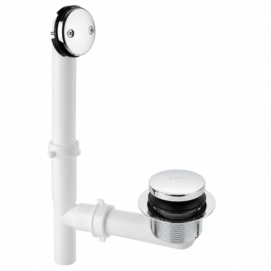 OGETFUUR 1-1/2-in Polished Chrome Bathtub Drain Kit with Touch-Toe Tub Drain Stopper and Overflow Faceplate for Bathtub
