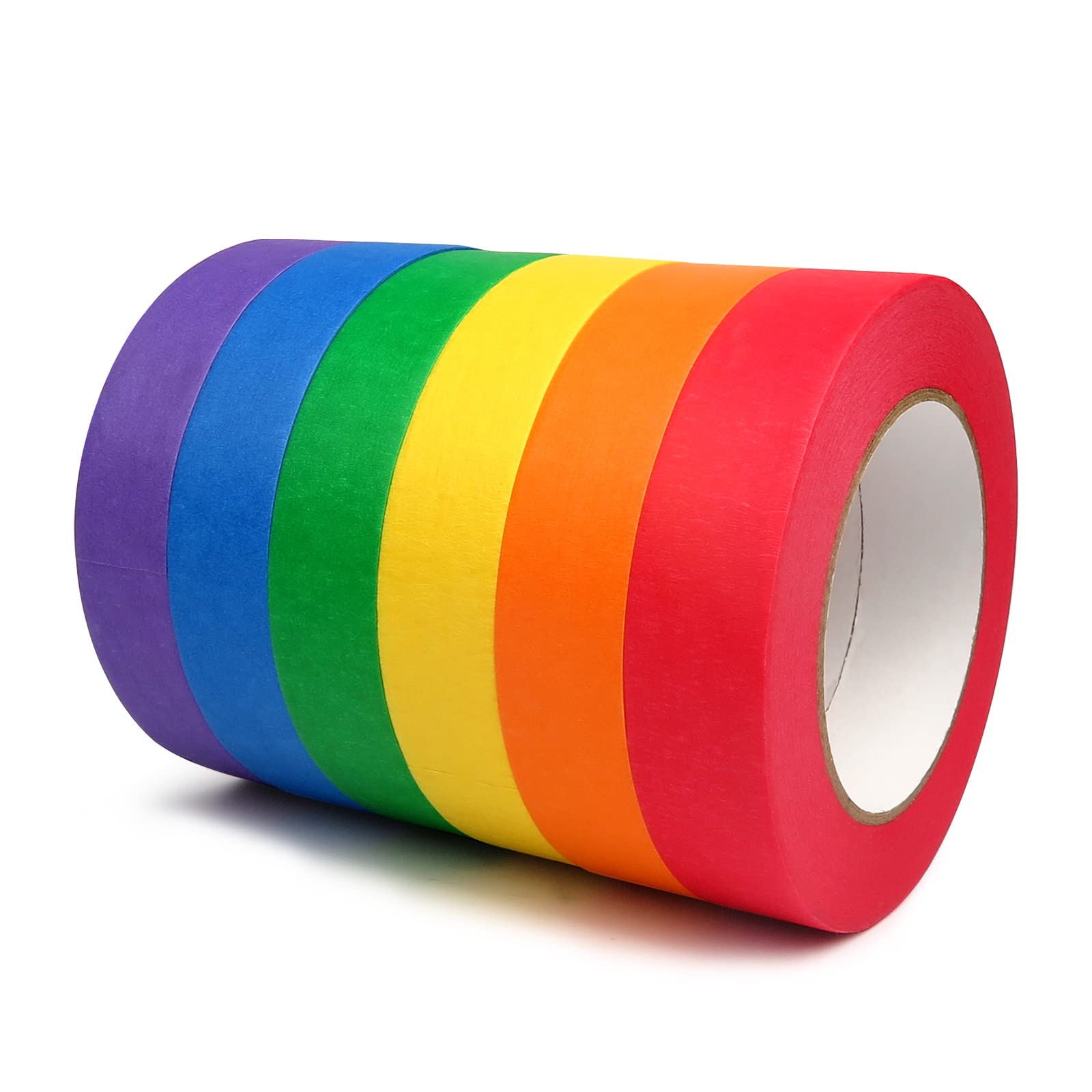 Oyezvary  Colored Masking Tape 6 Rolls Painters Tape 1 inch by 55 yards Each Roll Bright Durable Craft Tape for Labeling Decorating and DIY