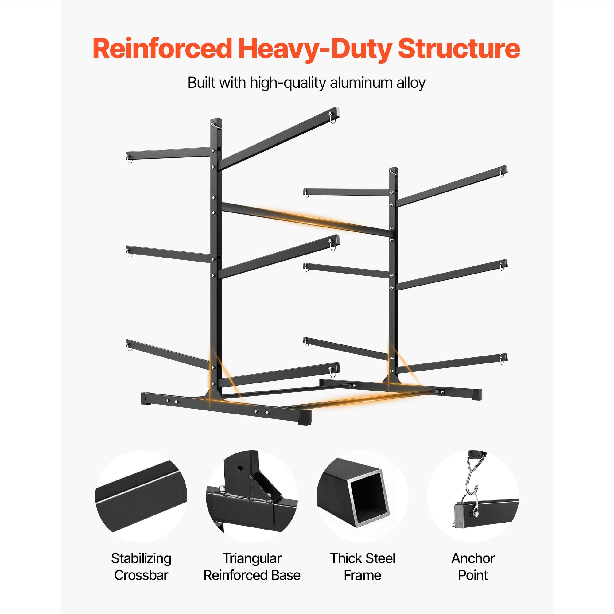 VEVOR Kayak Storage Rack for 6 Kayaks Holds 400 lbs Heavy Duty ...