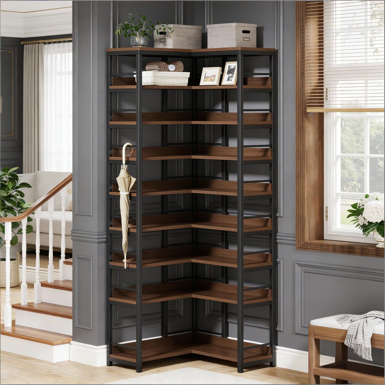 sunjurt Shoe Cabinets and Storage - 9-Tier Corner Shoe Rack with 340 lb ...