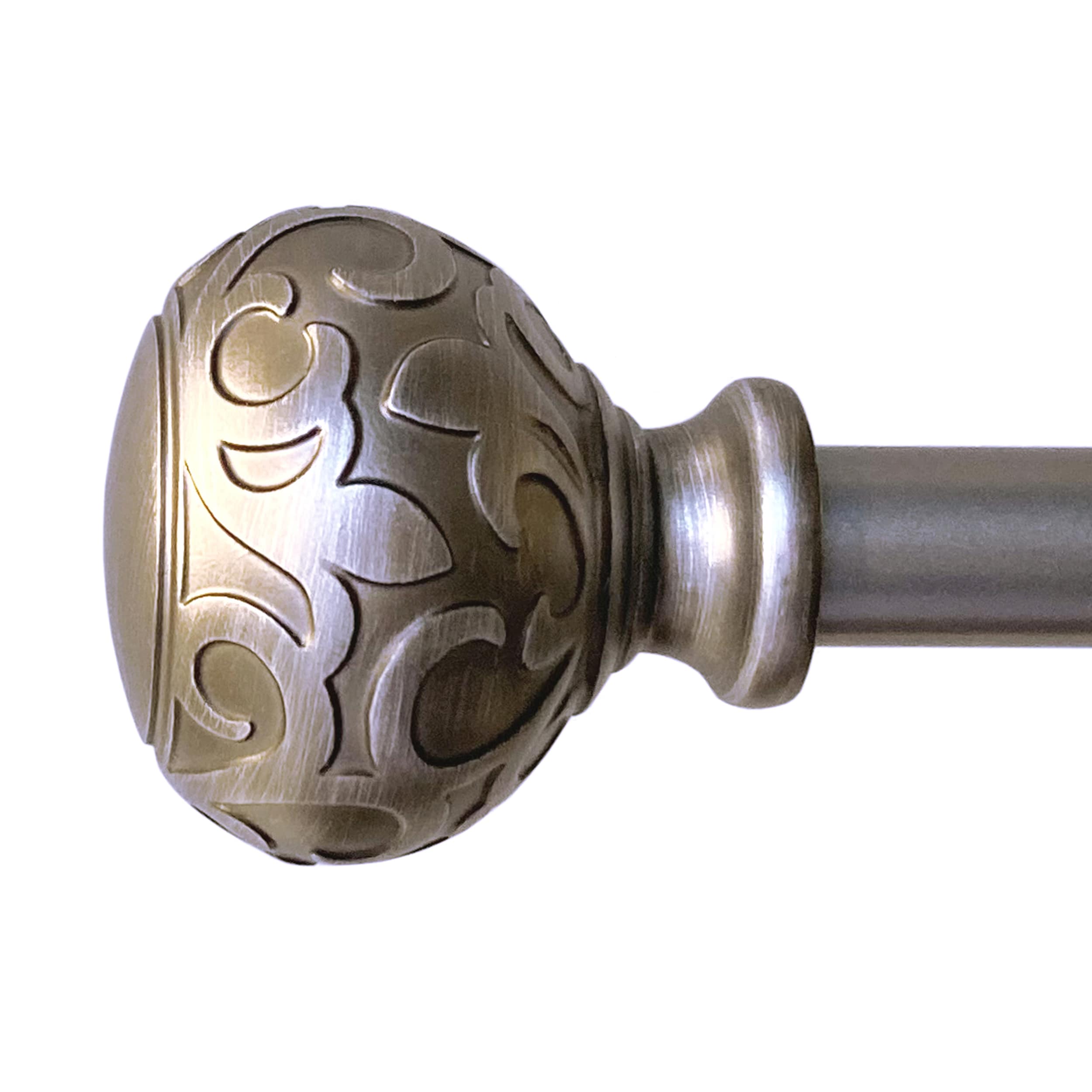 Decopolitan 31215-VS48 48-in to 86-in Venetian Silver Steel Single curtain rod with Finials