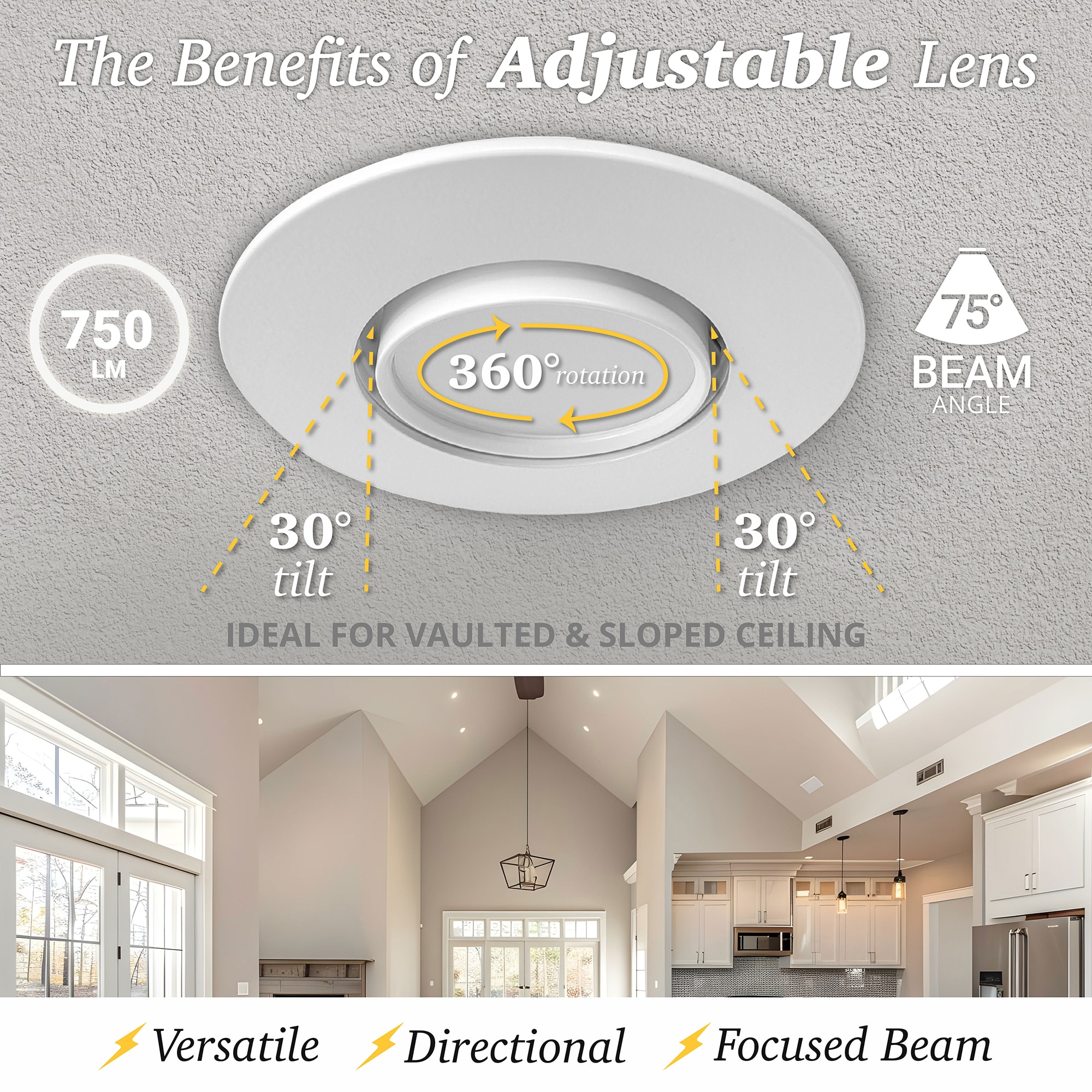 White Aluminum 4 Inch LED Recessed Gimbal Downlight, 6 Pack