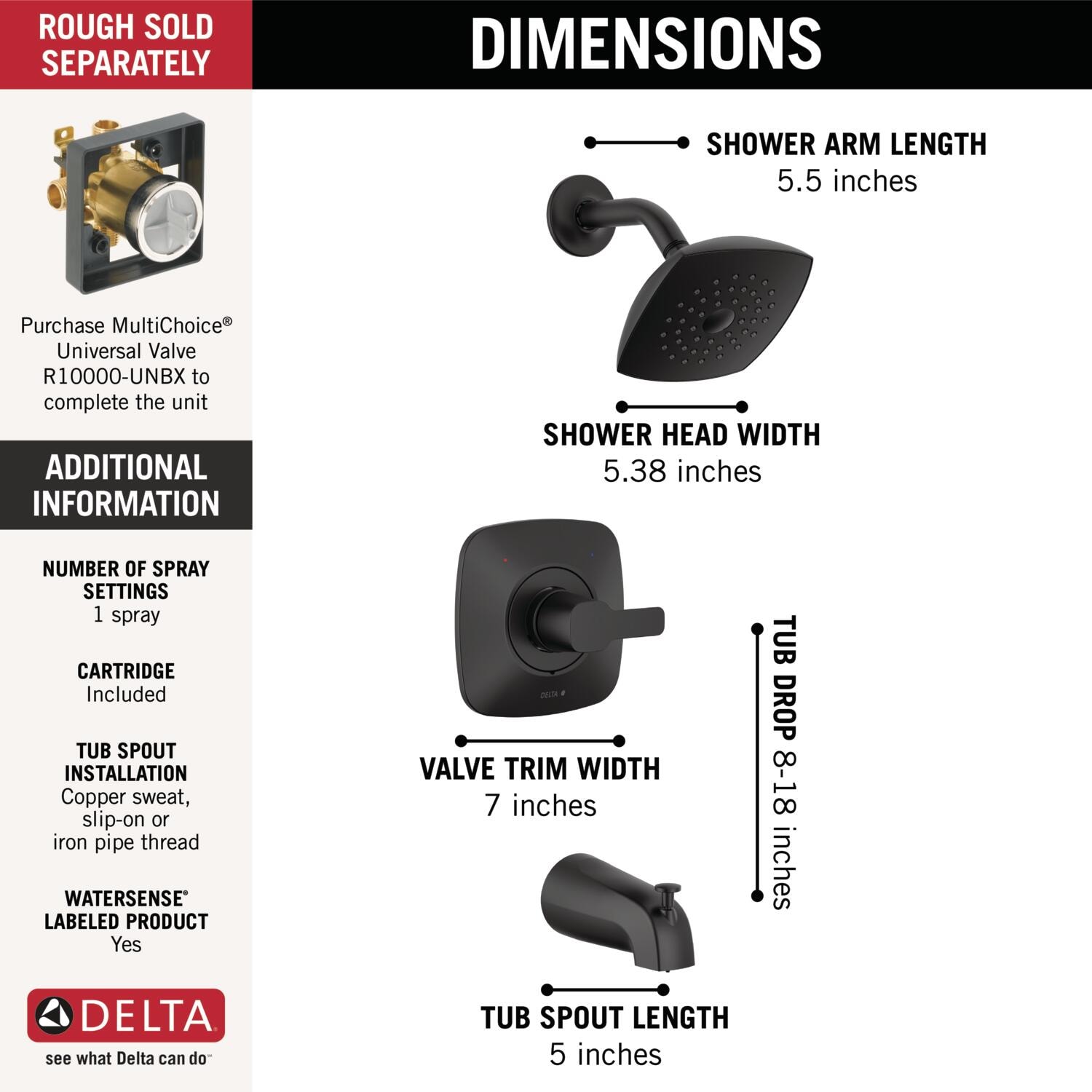 Delta T144339-BL-PP Tub-Shower-Faucets - View #3
