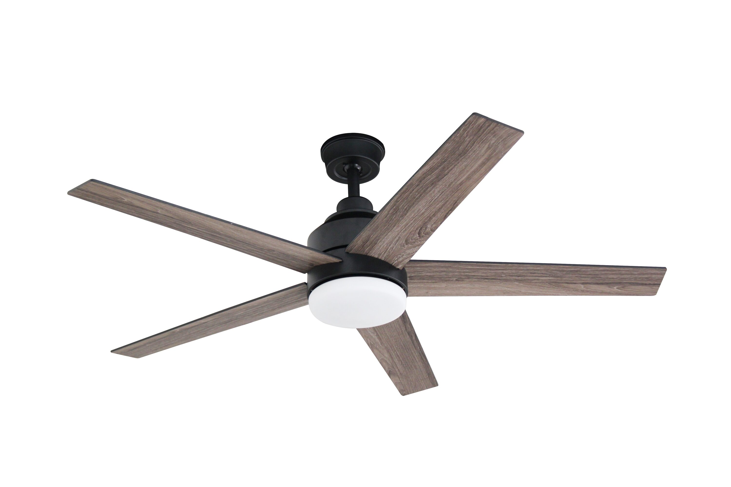 Blue Mountain 26501 Fairmont 52-in Color-Changing Integrated LED Matte Black with Dark Black Woodgrain Blades Ceiling Fan With Light - Remote Included ( 5 -Blade )