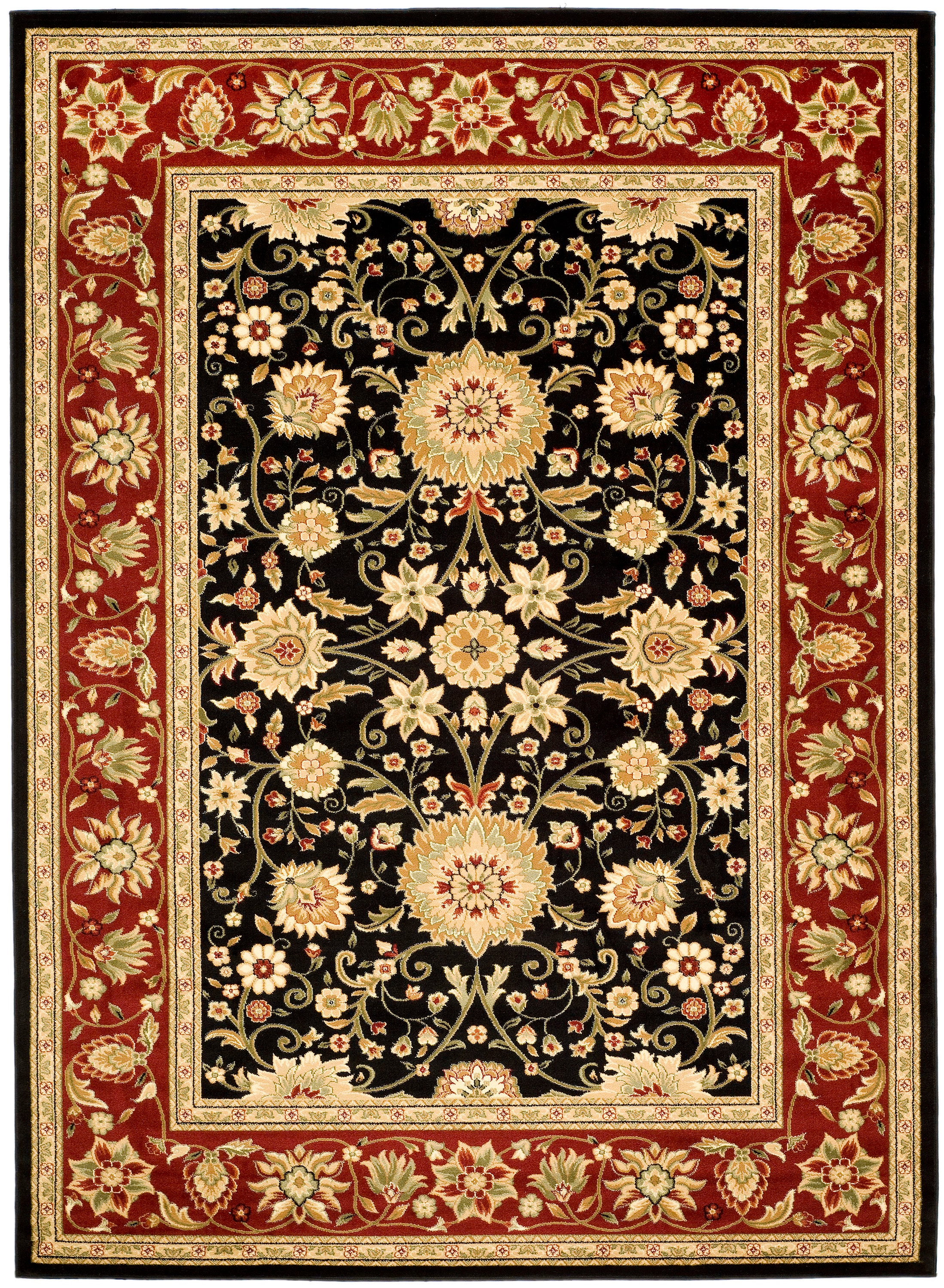 Safavieh LNH212G-6 Lyndhurst Sarouk 6 x 9 (ft) Loomed Polypropylene Black/Red Rectangular Indoor Floral/Botanical Oriental Area rug