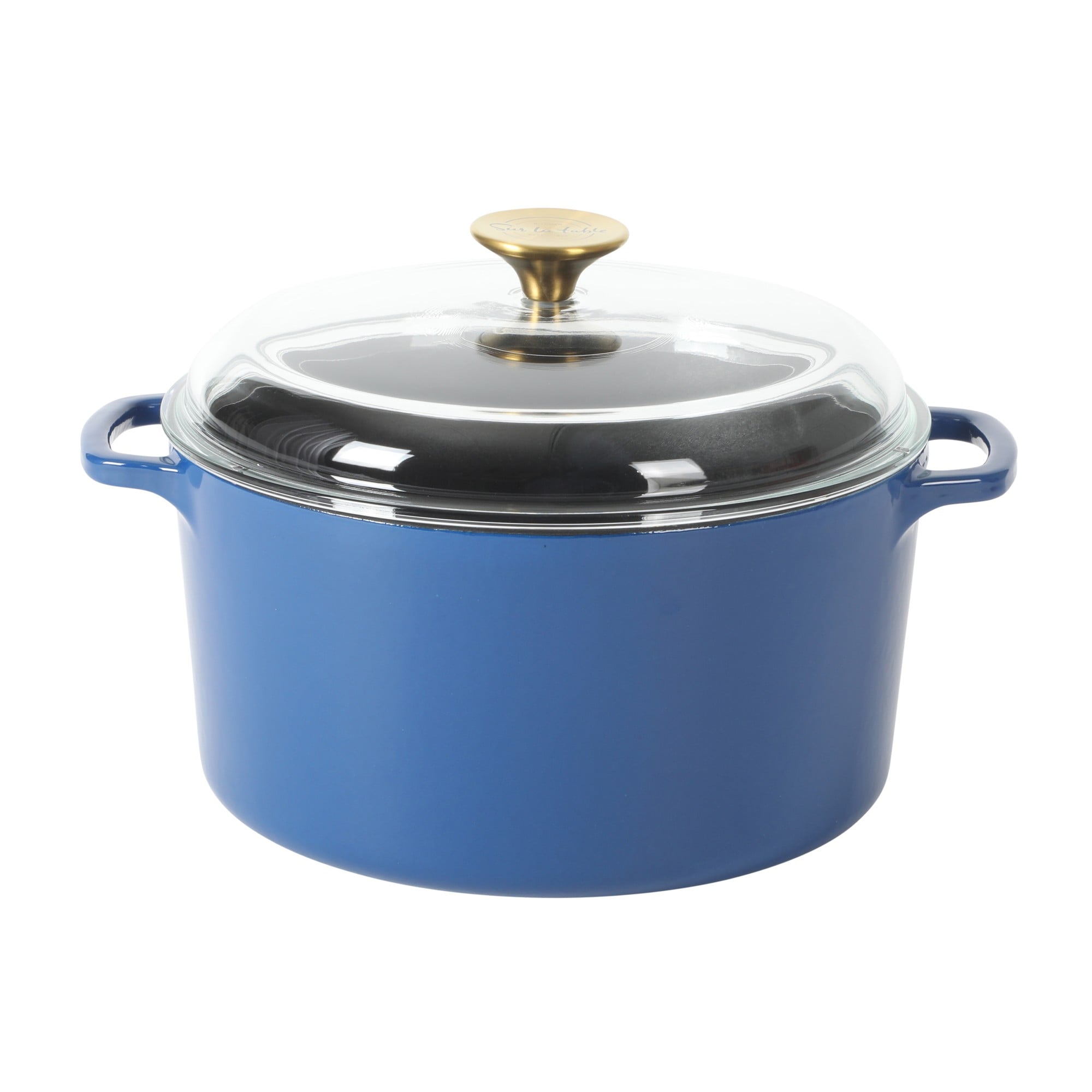 Sur La Table  Enamel Coated Cast Iron Dutch Oven Pot with Oven Safe Glass Lid Oven to Table Cookware for Bread Soups  Stews and Braising