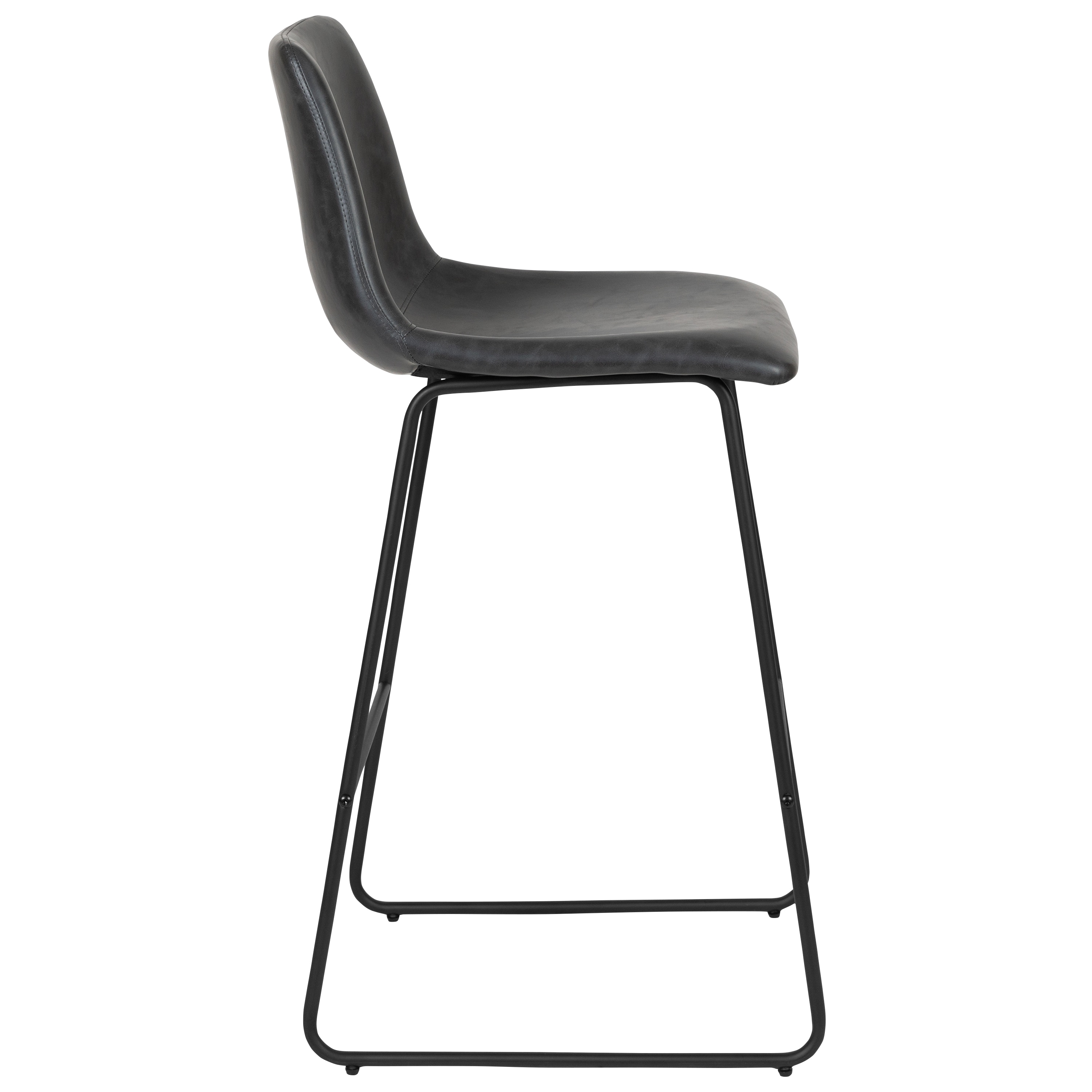 Reagan 30" Gray LeatherSoft & Metal Bar Height Stools, Set of 2