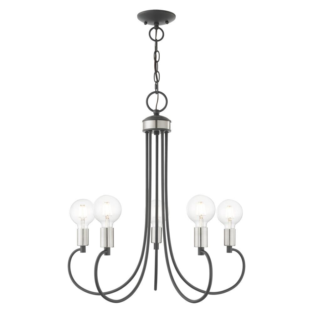 Mini Bari 5-Light Scandinavian Gray Crystal Candle Chandelier