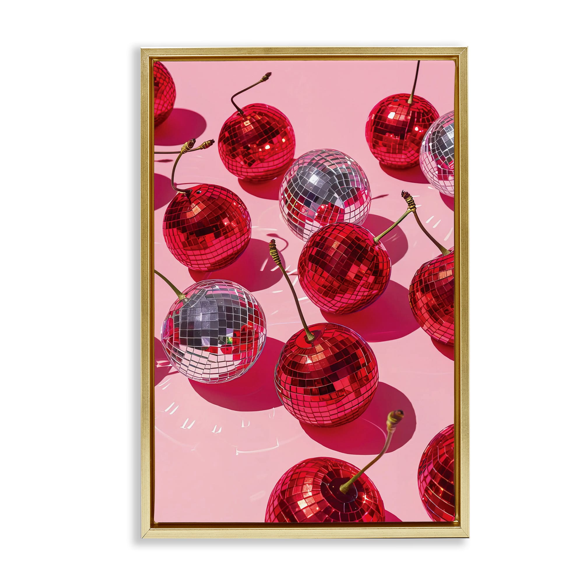 Stupell Industries BT-653-FFG-20X30 Cherry Picked Disco Gold Framed Floater Canvas Wall Art By LSR Design Studio 21 x 31