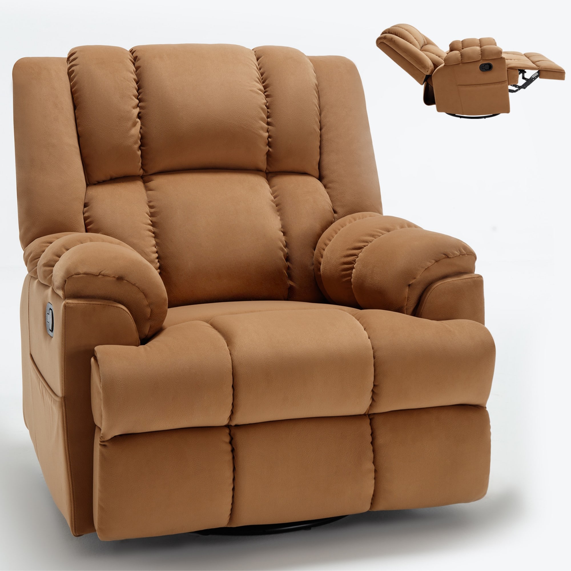 Boyel Living BL-CM839BE Manual Recliner Chair with Rocker and Swivel in Fabric for Living Room