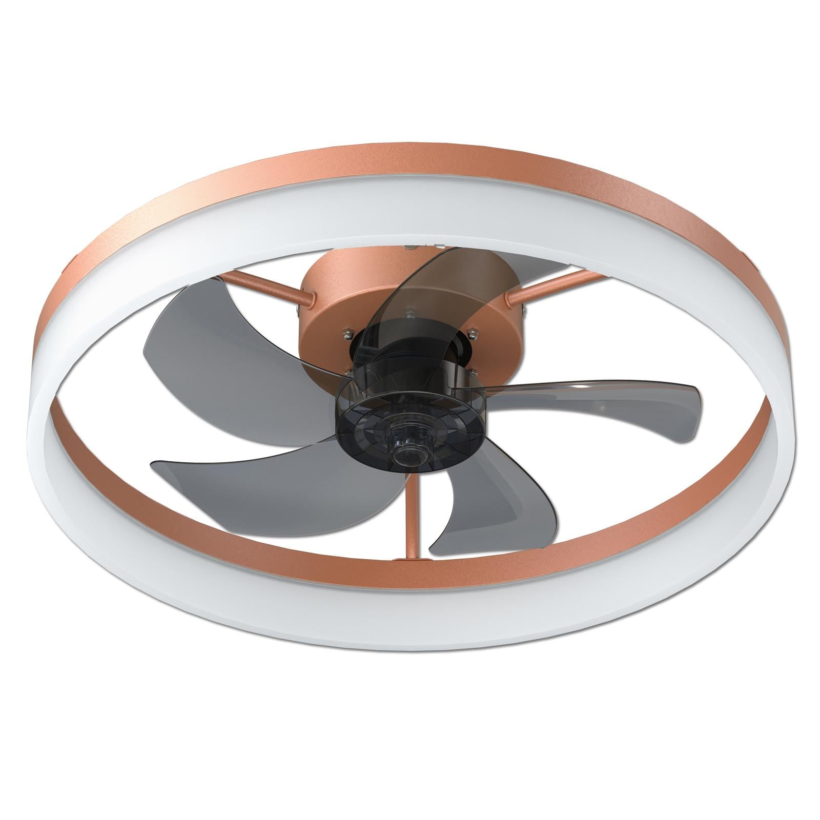 Bayfeve BFLCM-20486-CF 20-in Color-Changing Integrated LED Outdoor Flush Mount Smart Gold with Transparent Gray Blades Fandelier Ceiling Fan With Light - Remote Included ( 5 -Blade )