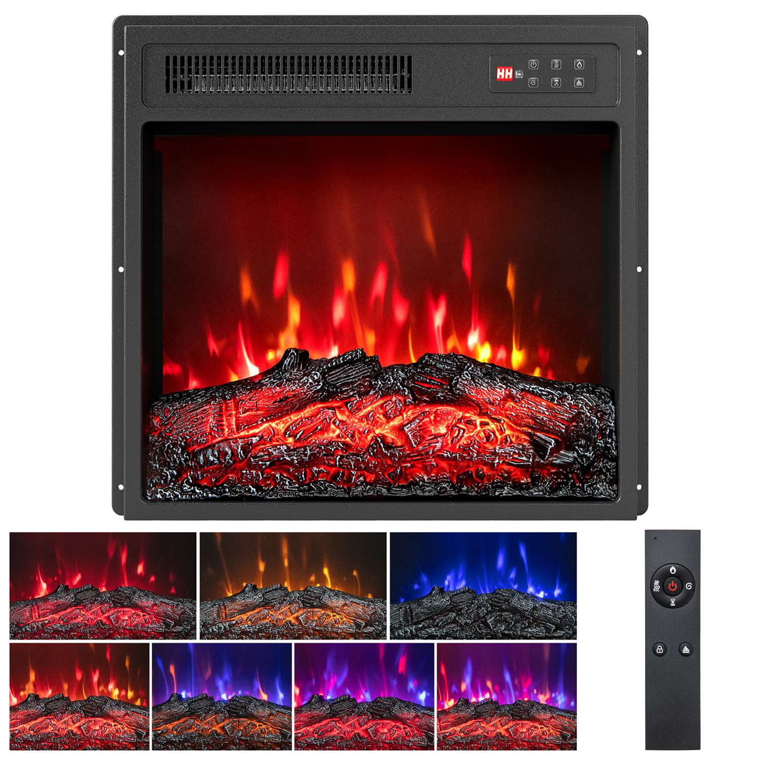 Costway  18 inches Electric Fireplace Insert 750W/1500W Fireplace Heater with Remote Control