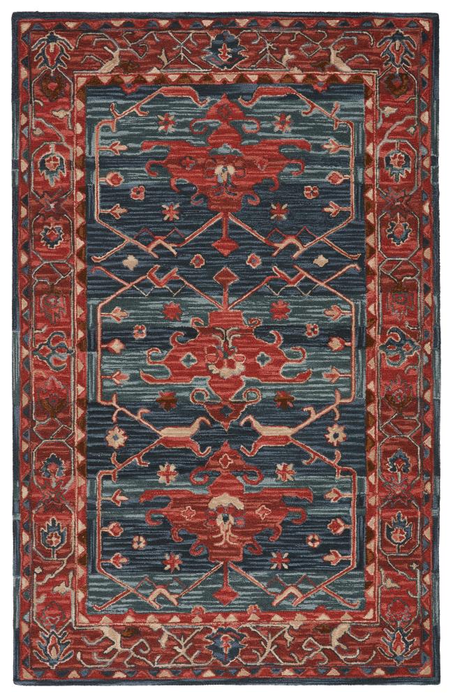 Handmade Blue Wool Medallion Tufted 5' x 8' Rug
