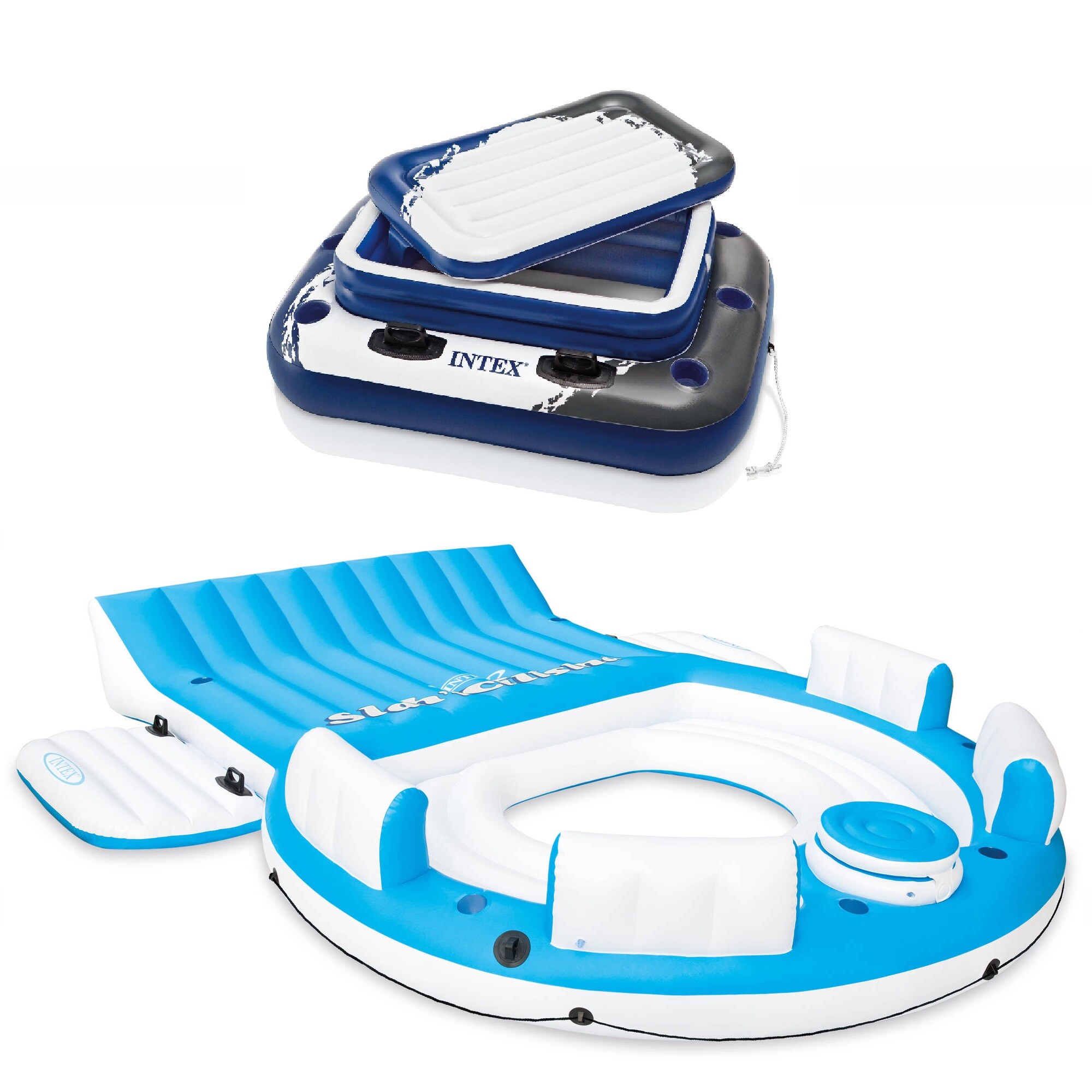 145-in x 7 -Seat Blue Inflatable lounger