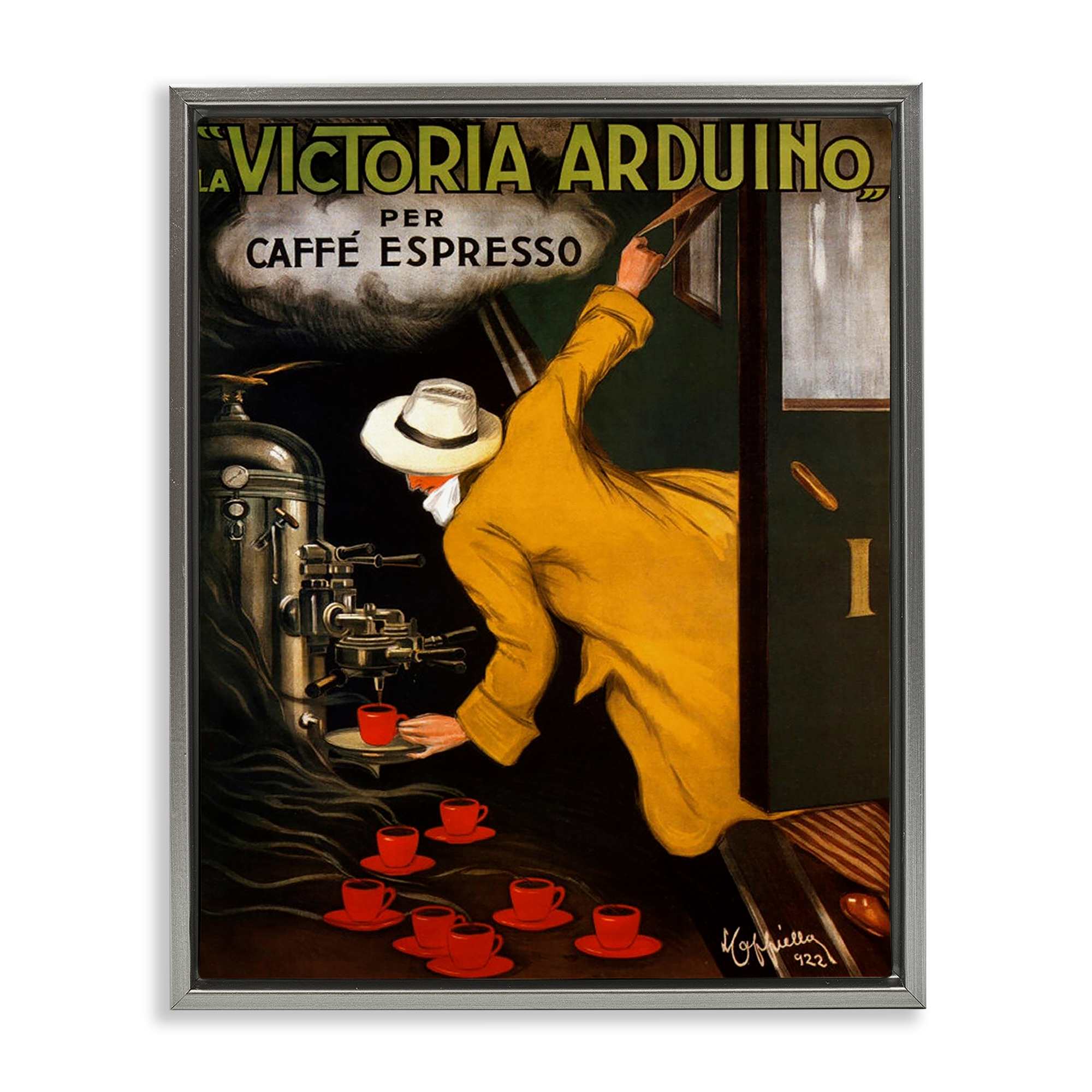 Stupell Industries BT-390-FFL-24X30 Vintage Espresso Advertisement Gray Framed Floater Canvas Wall Art By Marcus Jules 25 x 31