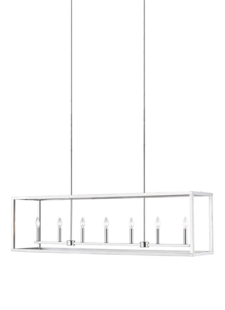 Generation Lighting 6634507EN-962 Moffet Street 7 -Light Brushed Nickel Industrial Geometric Large Hanging Kitchen island light
