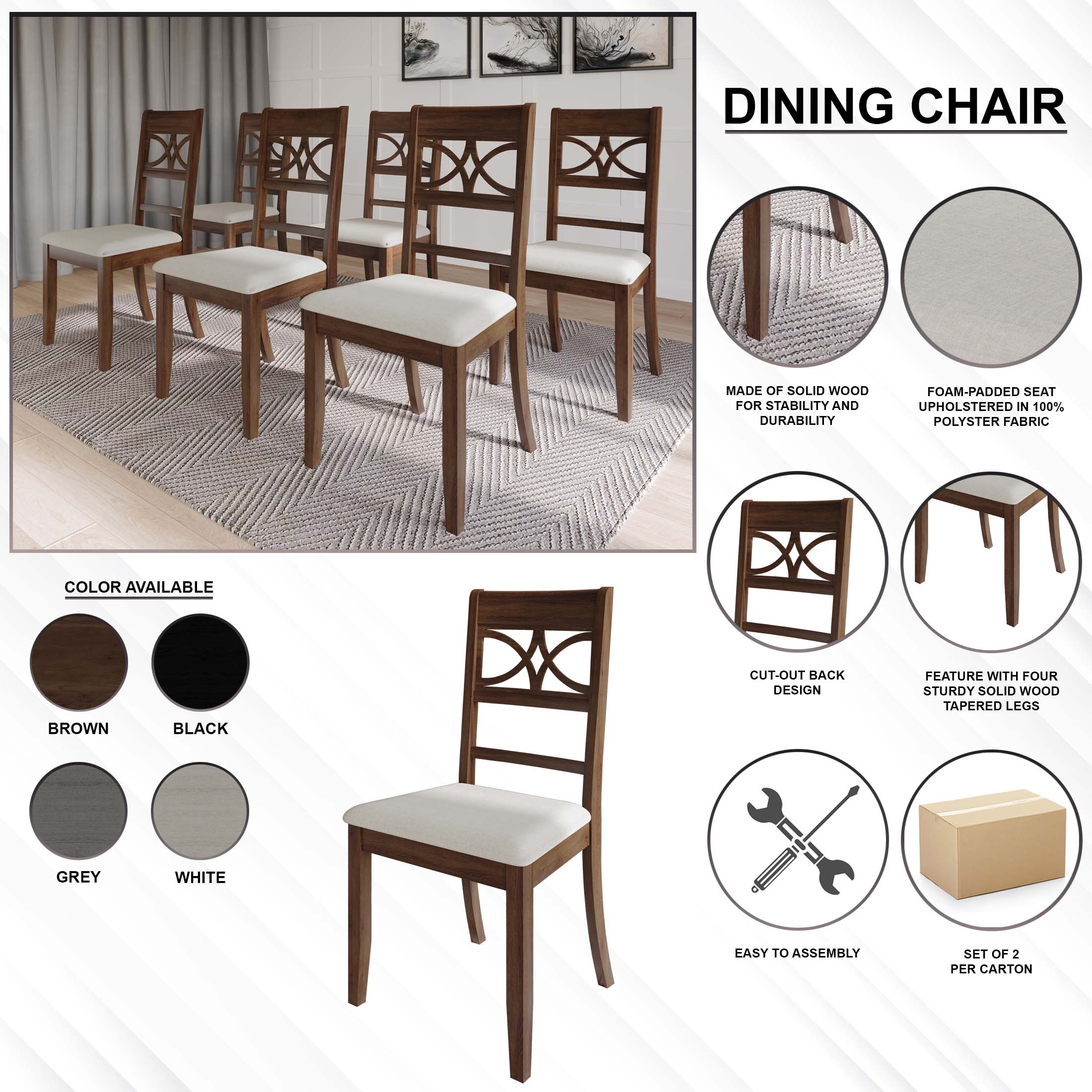 CasePiece C3070US-GY-WD-2X Dining-Chairs - View #8