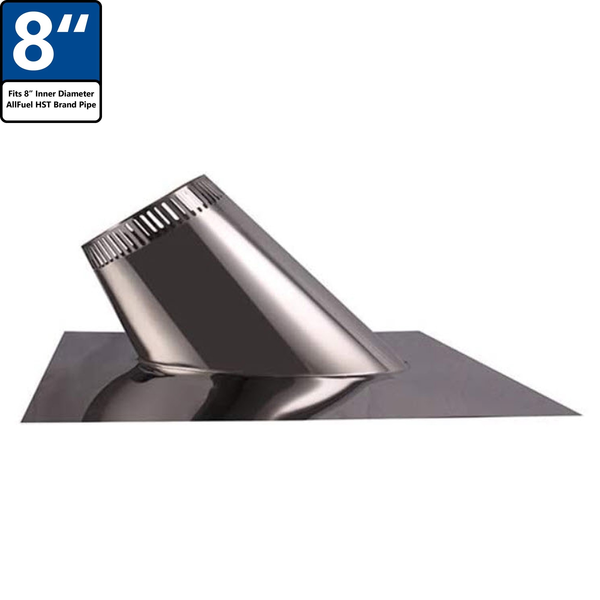 AllFuel HST BL.EV.RB-SHT8RF02 8" 7/12-12/12 Roof Flashing Chimney Pipe Accessory Kit for Roof Support