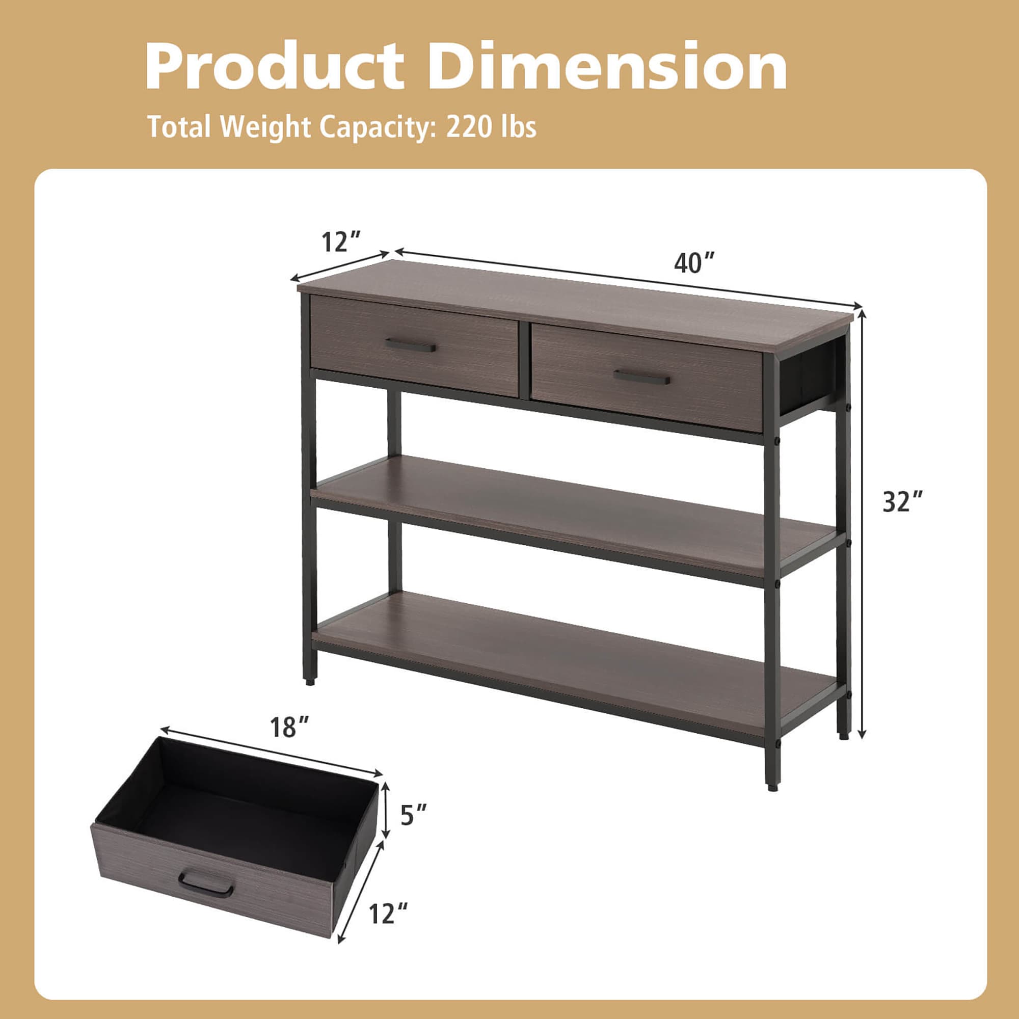Costway HCST03488 Console-Sofa-Tables - View #2