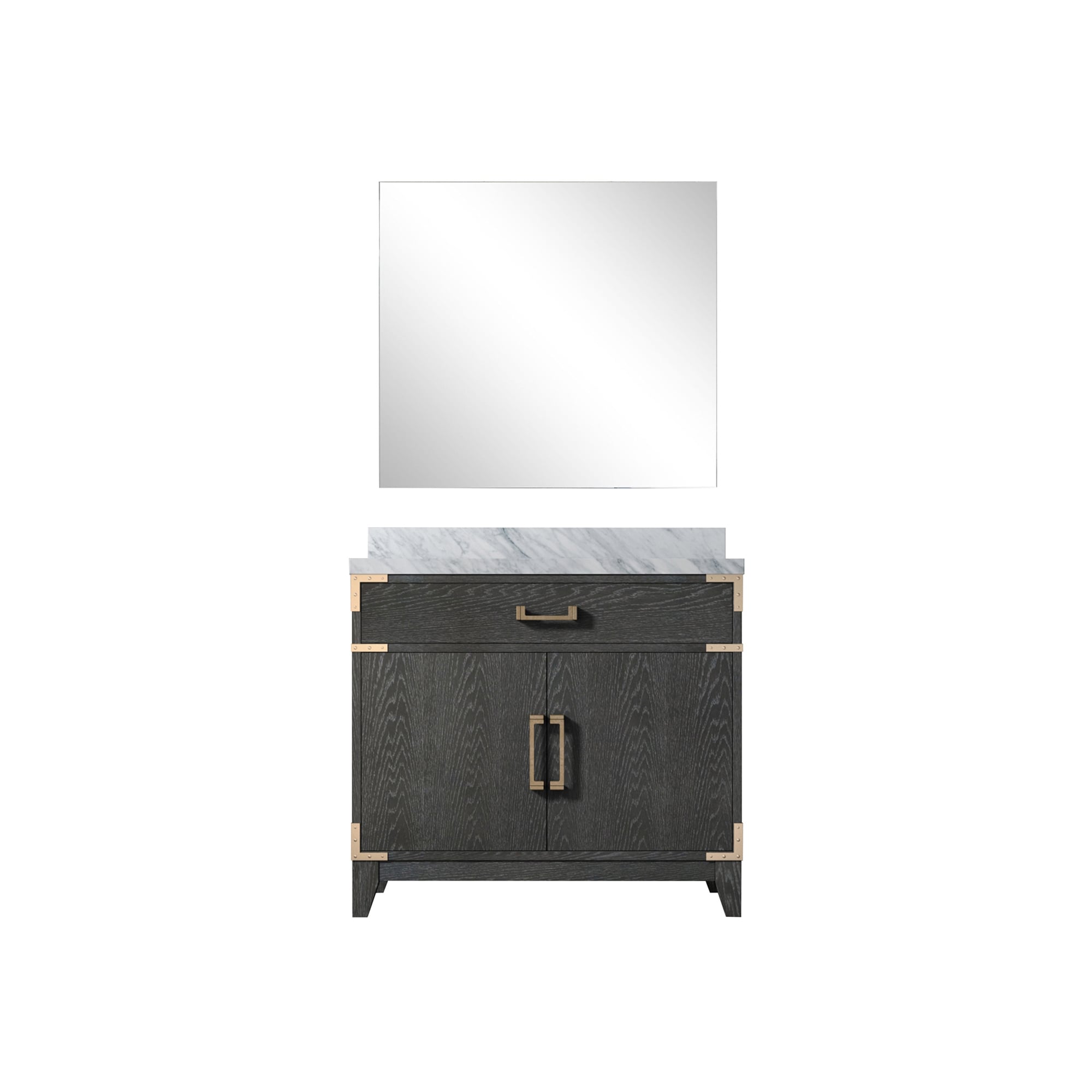 Lexora LVW36SJ110 Wilton 36-in Black Oak Undermount Single Sink Bathroom Vanity with White Carrara Marble Top (Mirror Included)