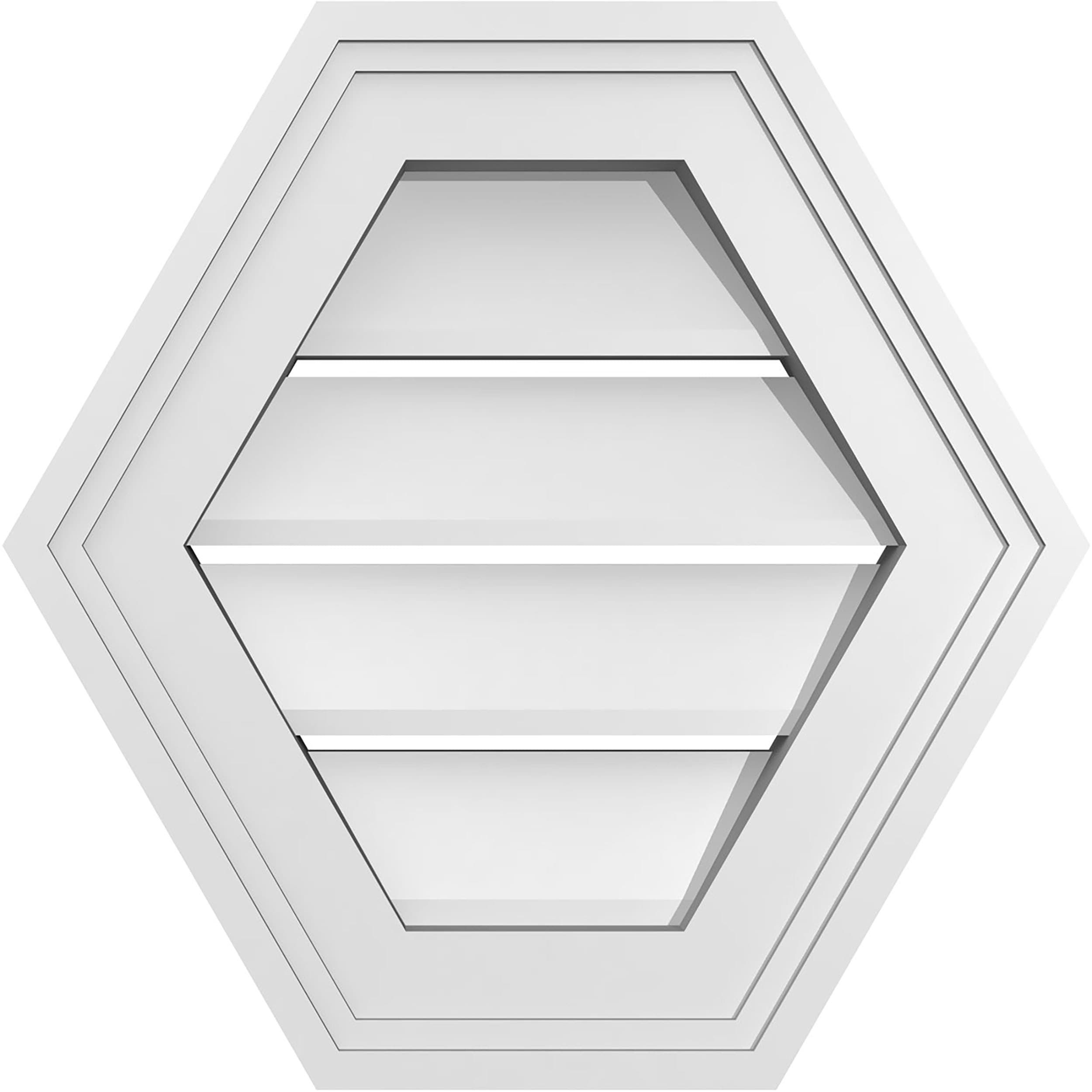 Ekena Millwork GVPHP14X1402SF 14-Inches x 14-Inches Off-white Peaked PVC Gable Louver Vent