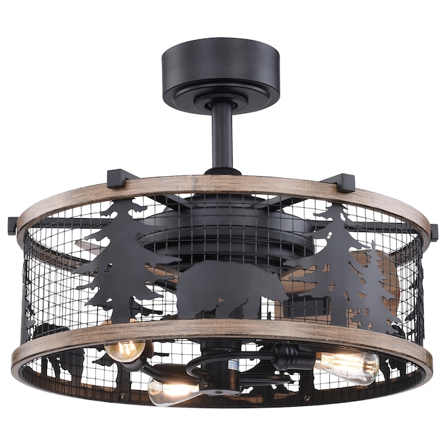 Cascadia Kodiak 21 In Oil Rubbed Bronze And Burnished Teak Led Indoor Cage Ceiling Fan With Light Kit Remote 3 Blade The Fans Department At Com - Ceiling Fan Light Fixtures Menards