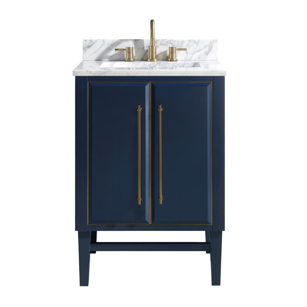Avanity MASON-VS25-NBG-C Mason 24-in Navy Blue Undermount Single sink Bathroom Vanity with Carrara White Marble Top