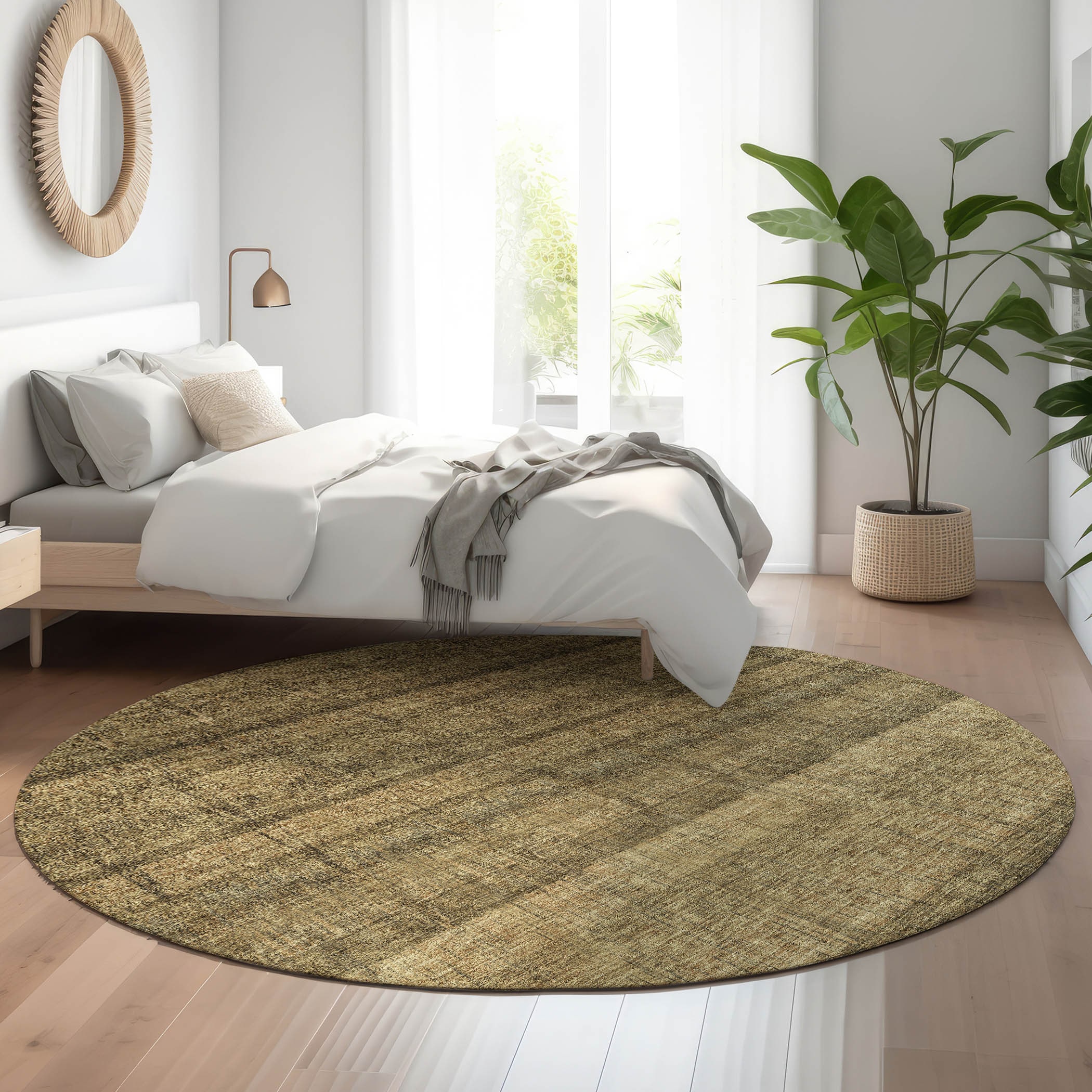 Addison Rugs AMF629BR8RO Mayfield AMF629BR 8 x 8 (ft) Loomed Polyester Brown Round Indoor Geometric Machine washable Area rug
