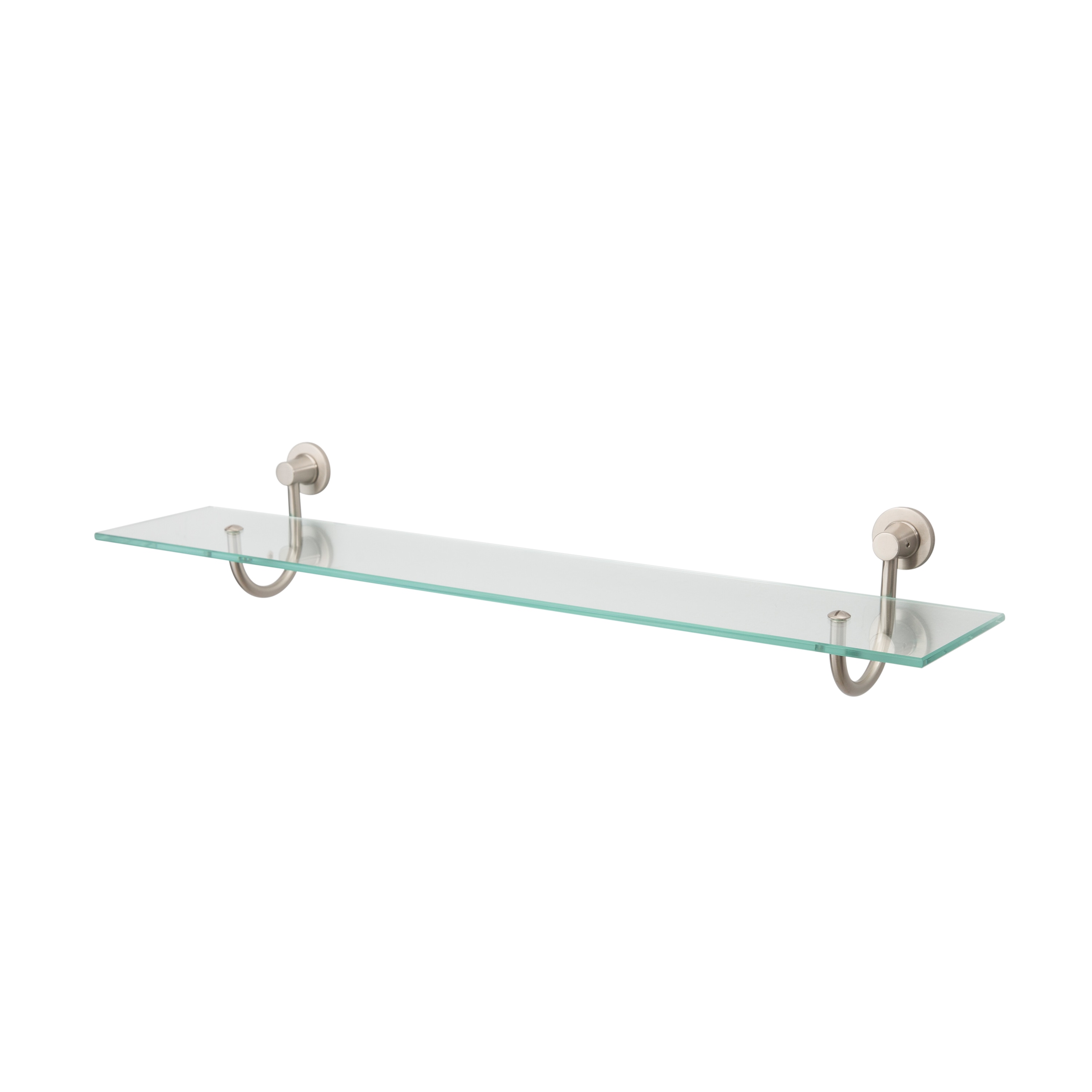Organize It All Satin Nickel 1-Tier Glass Wall Mount Bathroom Shelf  (20.5-in x 3.5-in x 4.75-in) in the Bathroom Shelves department at