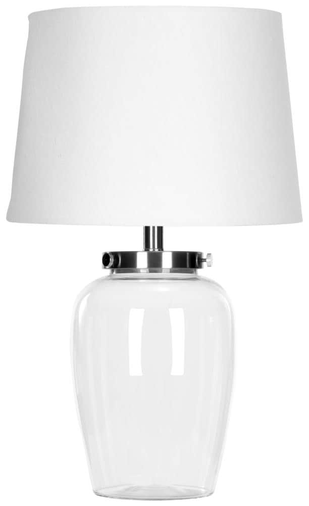 Safavieh LIT4066A Evan 22.5-in Clear Rotary socket Table Lamp with Fabric Shade