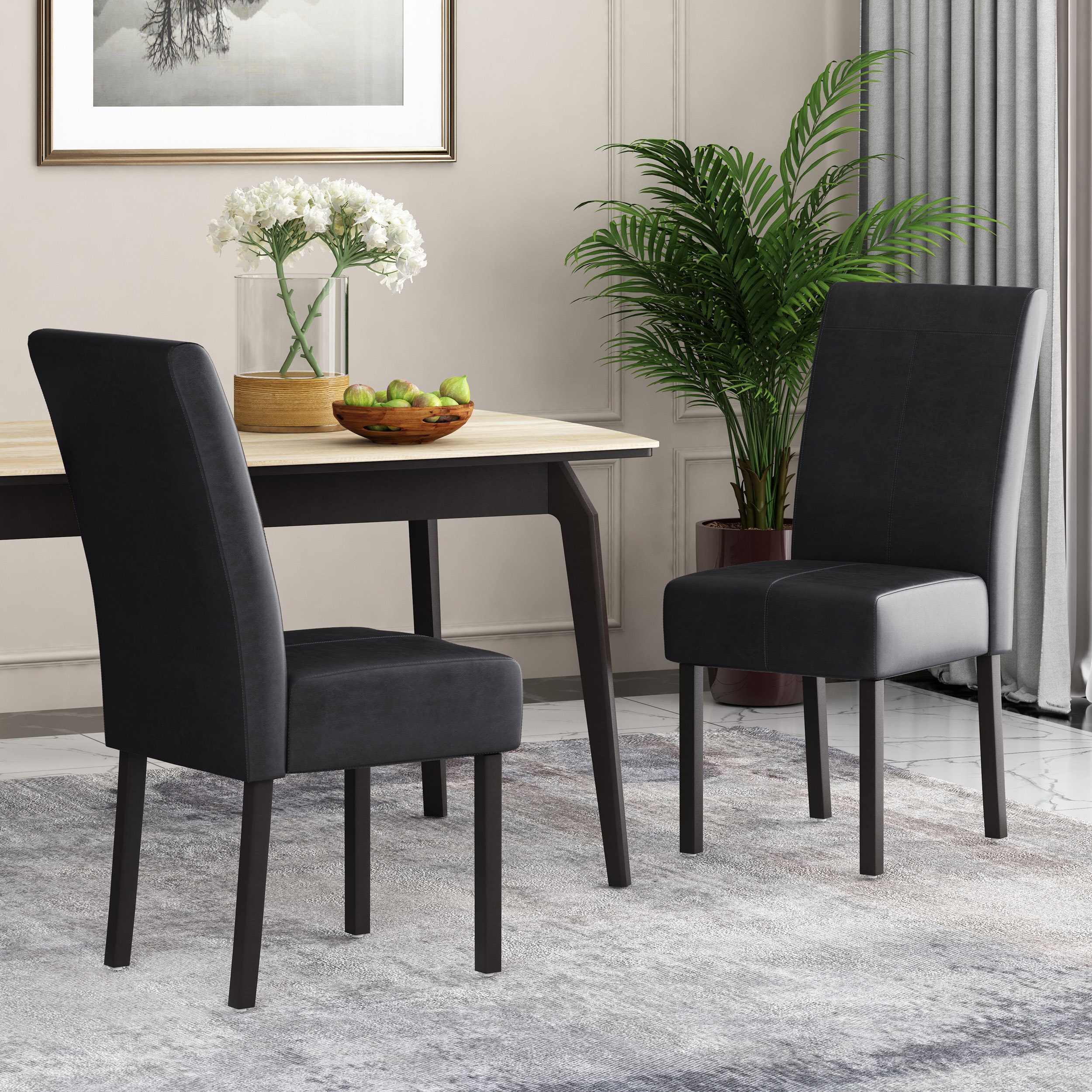 Christopher Knight Home - Pertica Contemporary Upholstered T-Stitch Dining Chairs Set of 2 Midnig...