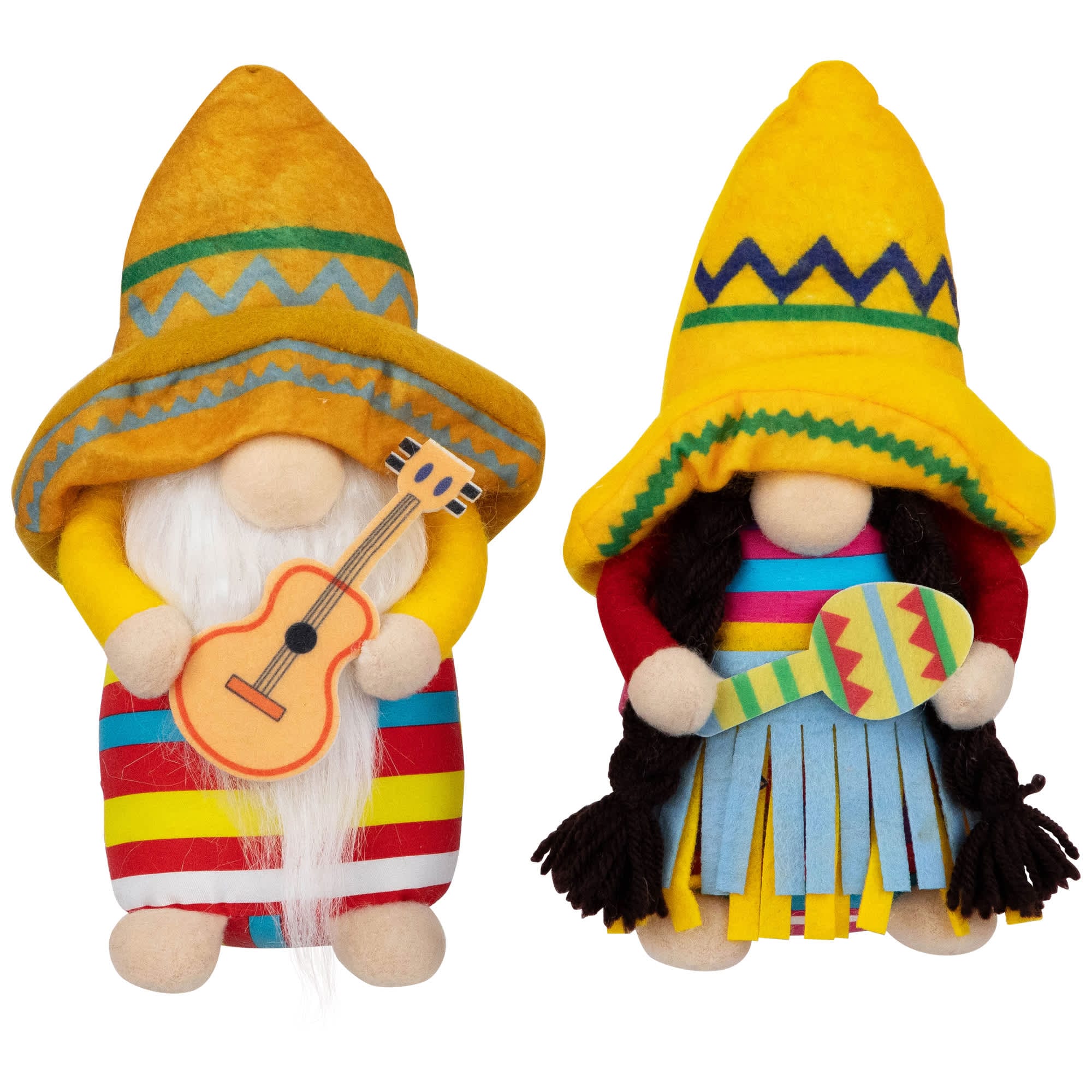 Northlight - Cinco de Mayo Mariachi Gnomes with Guitar and Maraca  - 8.5 inch - Set of 2