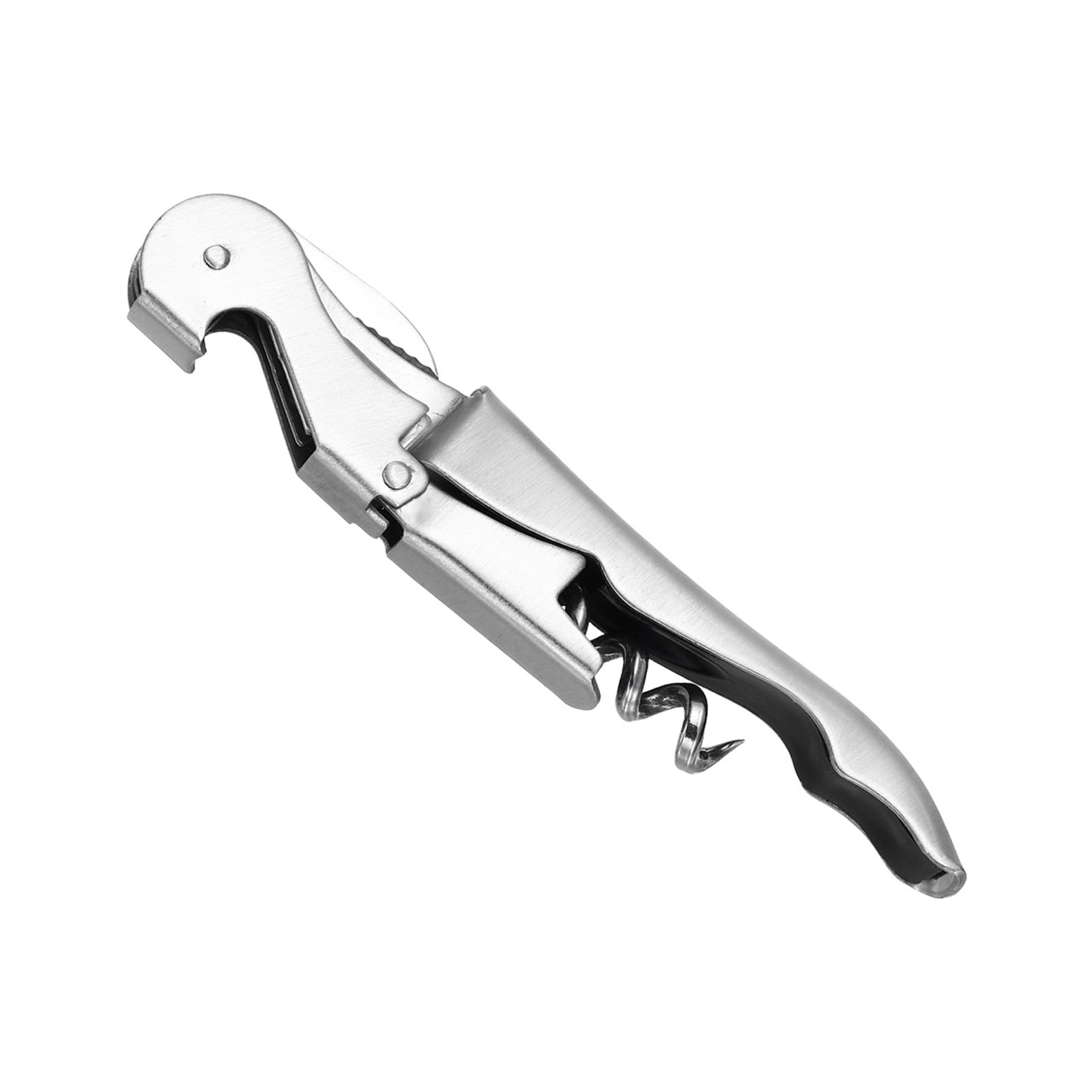 Unique Bargains 5 Inch Stainless Steel Wine Opener Waiter Corkscrew Professional Wine Key Bottle Opener with Double Hinged Foil Cutter for Bar Servers Waiter Bartender and Home Restaurant Silver #S26042700UX0784